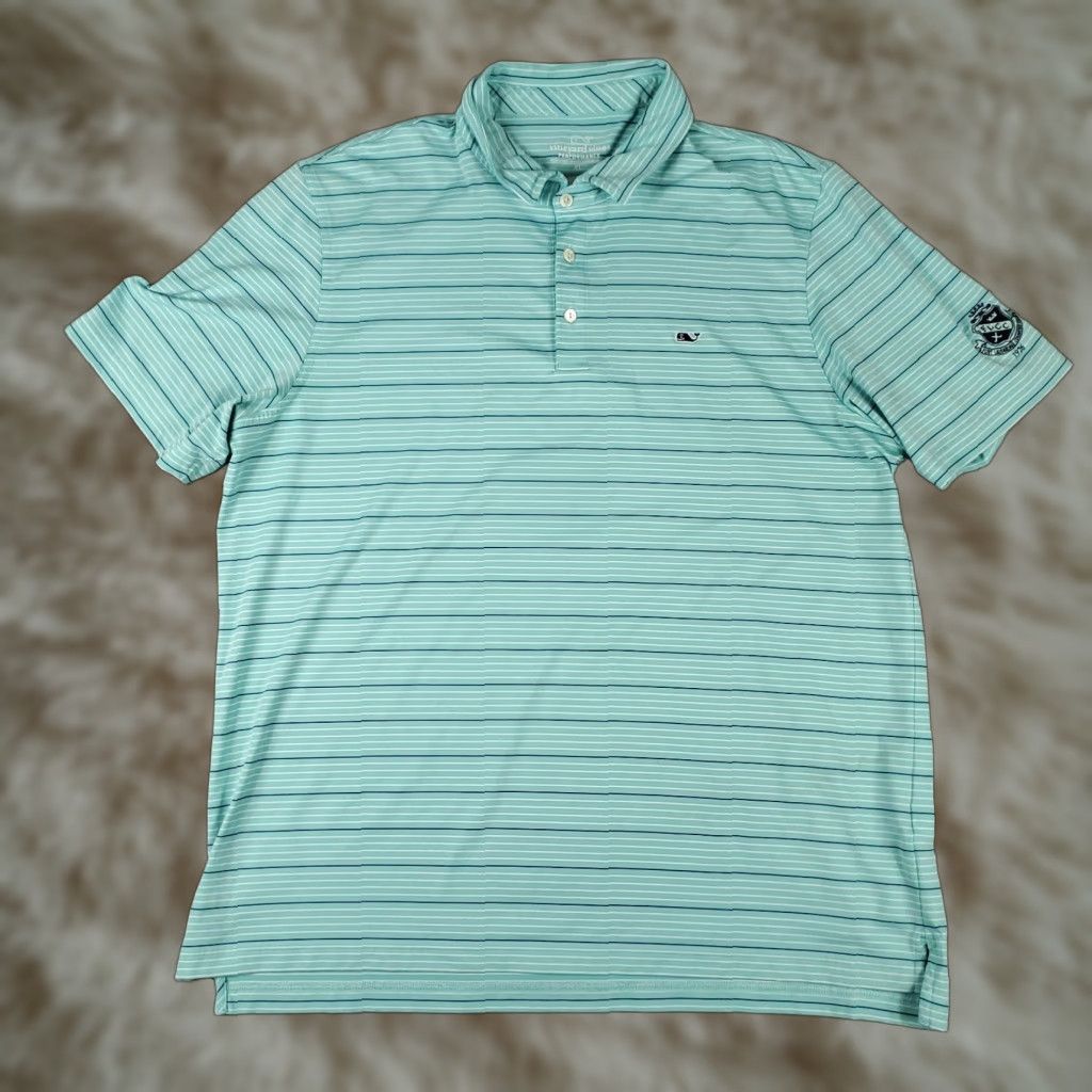Vineyard Vines VINEYARD VINES Polo Shirt Mens XL Turquoise Striped Fort Lauderdale Golf Size US XL / EU 56 / 4 - 1 Thumbnail
