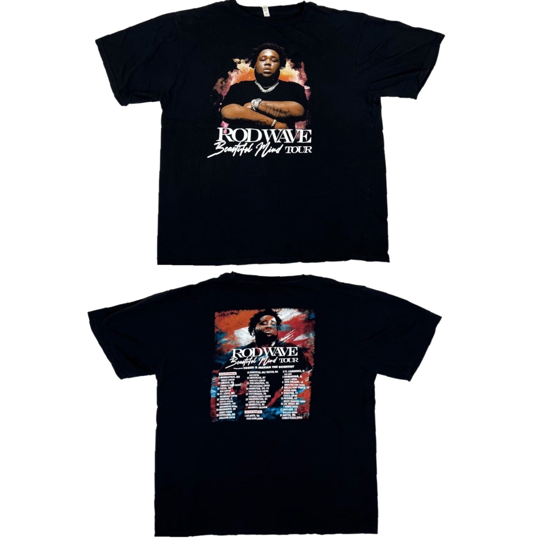 Gildan Rod Wave Beautiful Mind Tour T-Shirt Black 2XL Gildan 5000 Short Sleeve Crew Neck Men Music Shirt Size US XXL / EU 58 / 5 - 2 Thumbnail