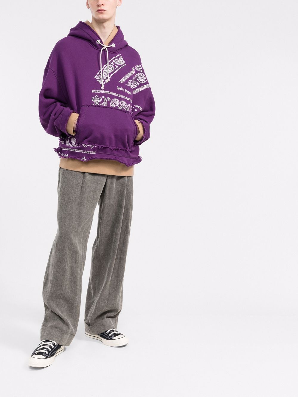 Palm Angels Purple Bandana Logo Oversized Hoodie Size US XS / EU 42 / 0 - 2 Thumbnail