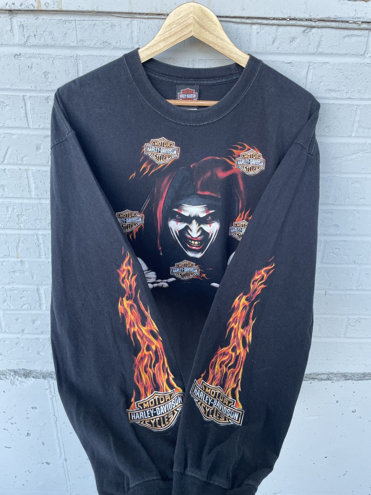 Harley Davidson Harley Davidson Clown Flaming Long Sleeve Size US XL / EU 56 / 4 - 4 Thumbnail