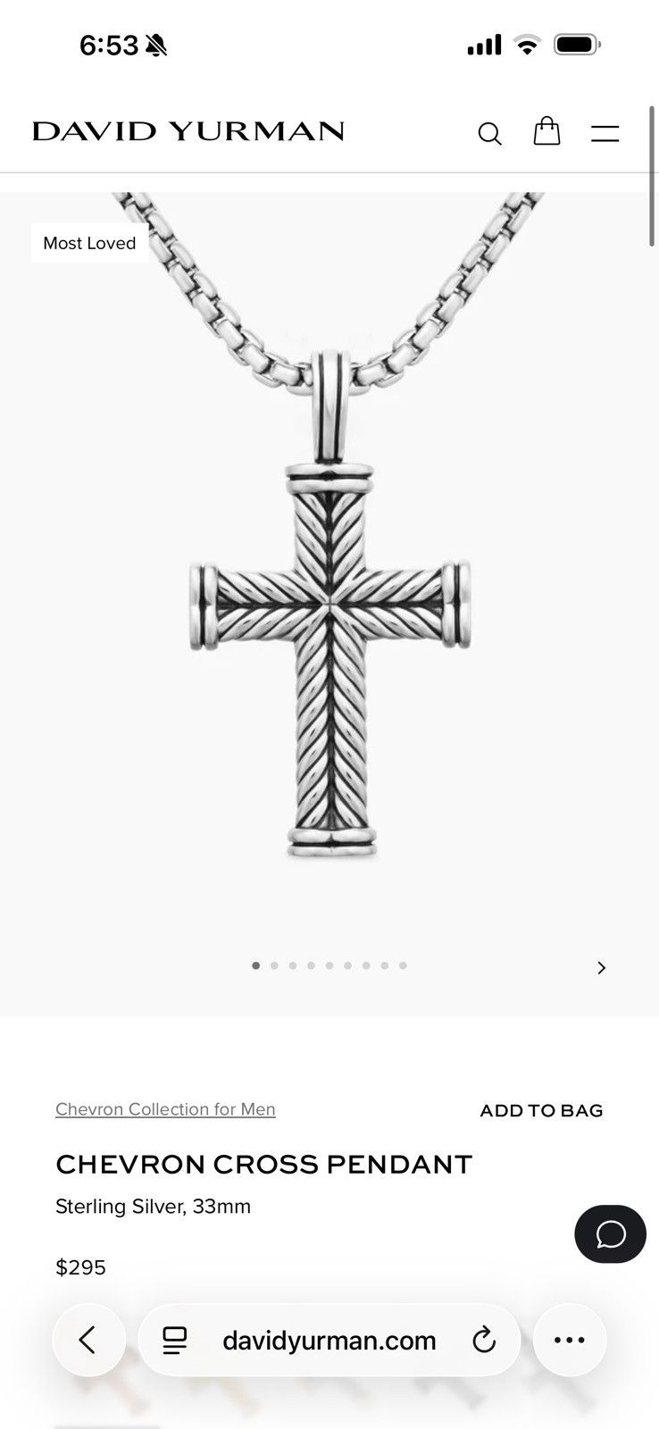 David Yurman David Yurman Box Chain Necklace and Chevron Cross Pendant Size ONE SIZE - 7 Thumbnail