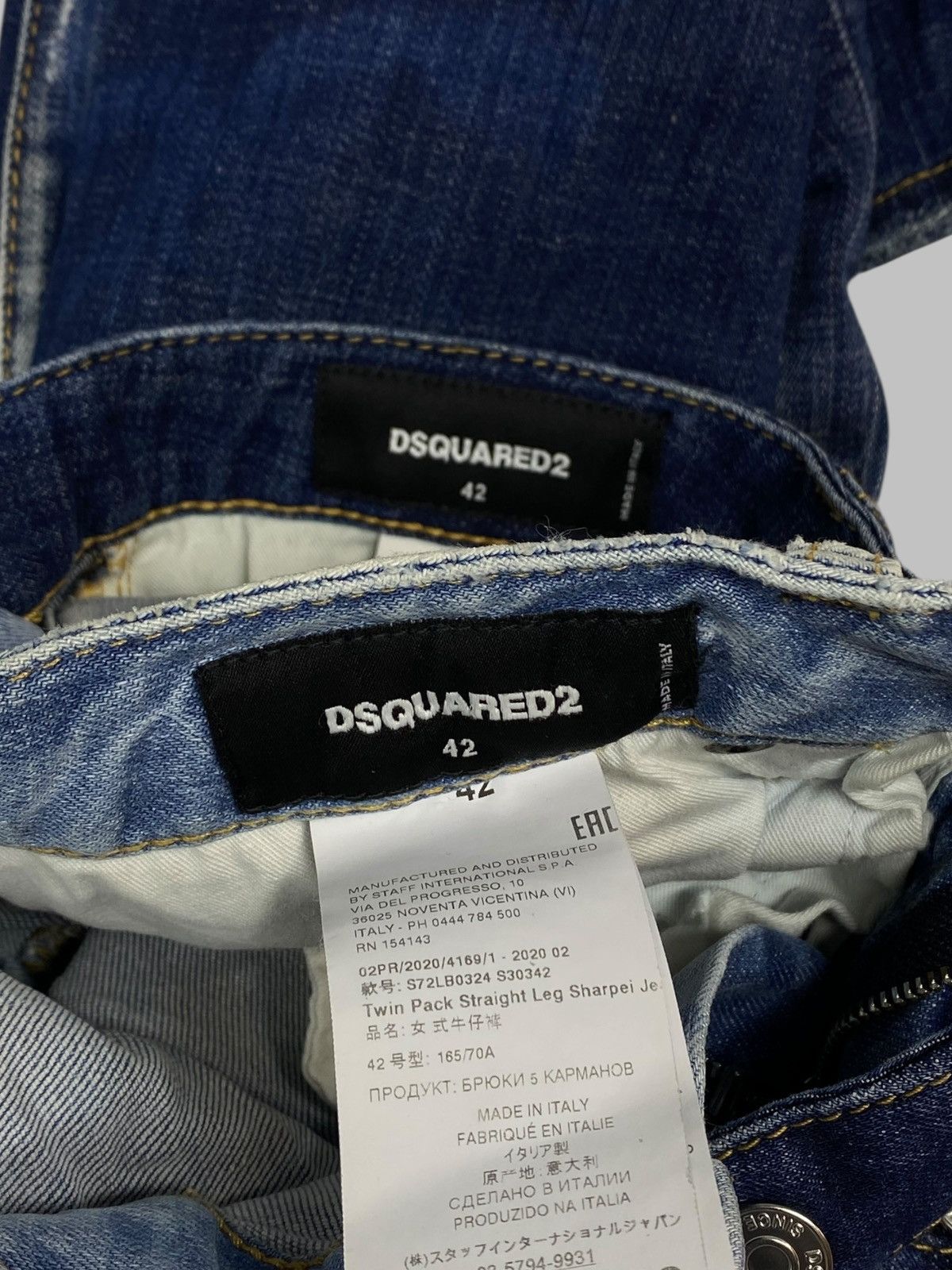 Dsquared2 Dsquared2 Twin Pack Layered Jeans Distressed Washed Denim Size 28" / US 6 / IT 42 - 21 Thumbnail