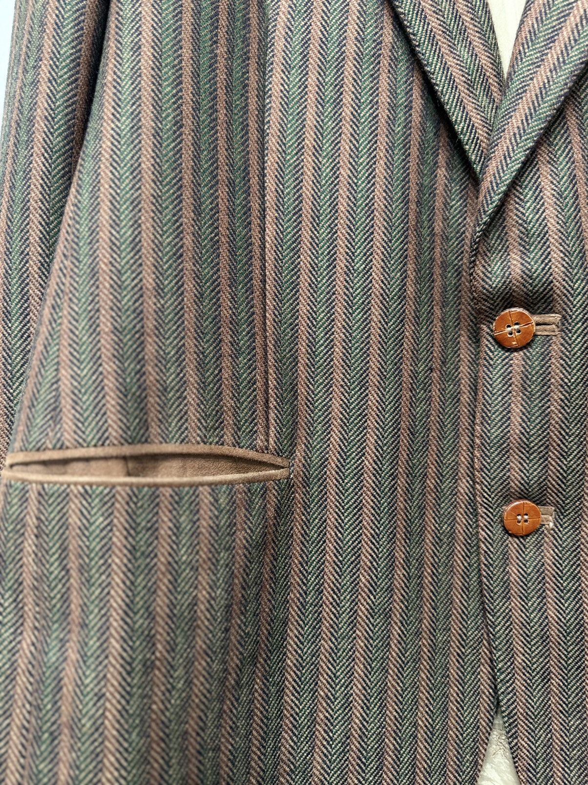 Yves Saint Laurent Vintage YSL Blazer Brown Herringbone Wool Leather Buttons IT Size 44S - 7 Thumbnail