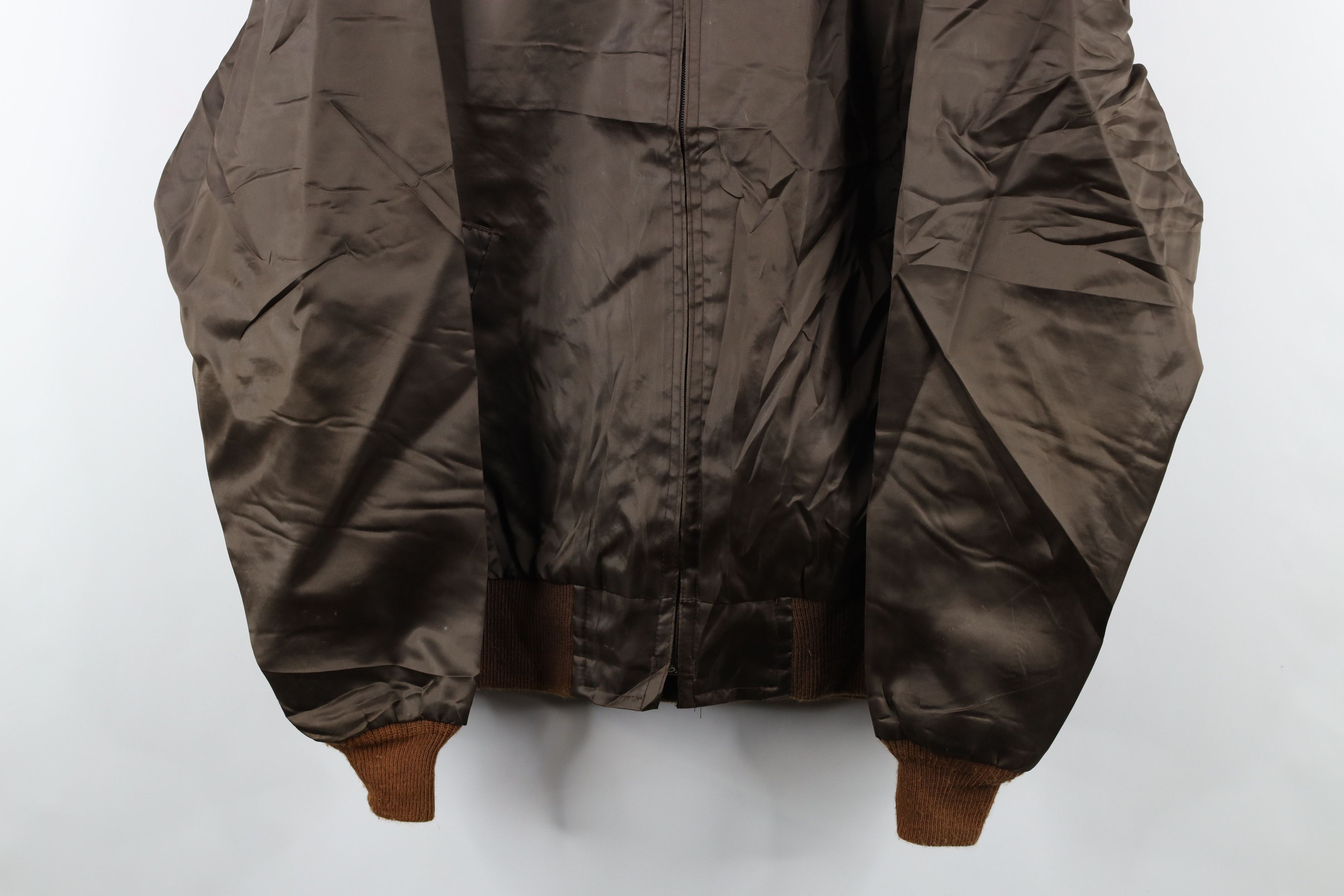 Vintage Vintage 80s Walls Blank Satin Bomber Jacket Brown USA Size US XXL / EU 58 / 5 - 3 Thumbnail
