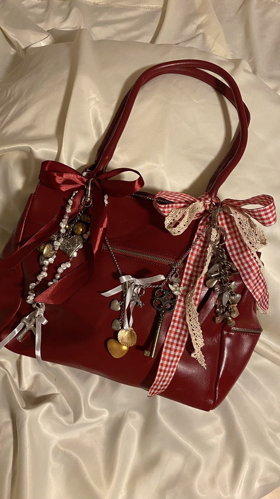 Vintage Vintage coquette leather red shoulder bag Size ONE SIZE - 2 Thumbnail