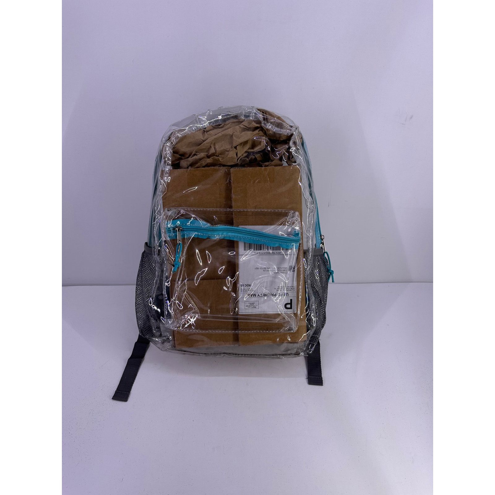 Other Adult Teenager Clear Backpack With Blue Straps 17” Tall Size ONE SIZE - 1 Thumbnail