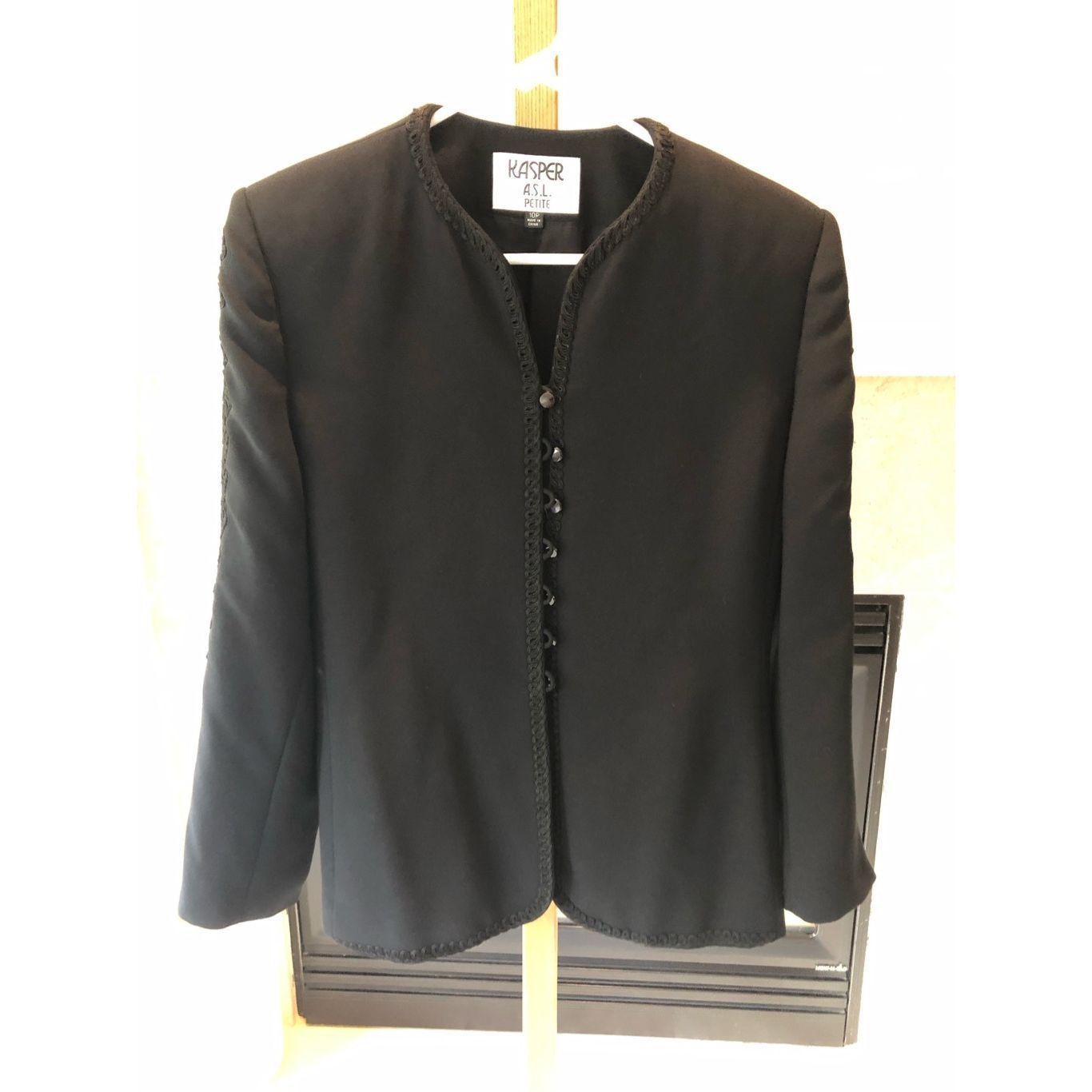 Other Kasper A.S.L. Women’s Black Lace Trim Button Up Elegant Suit Size L / US 10 / IT 46 - 1 Thumbnail