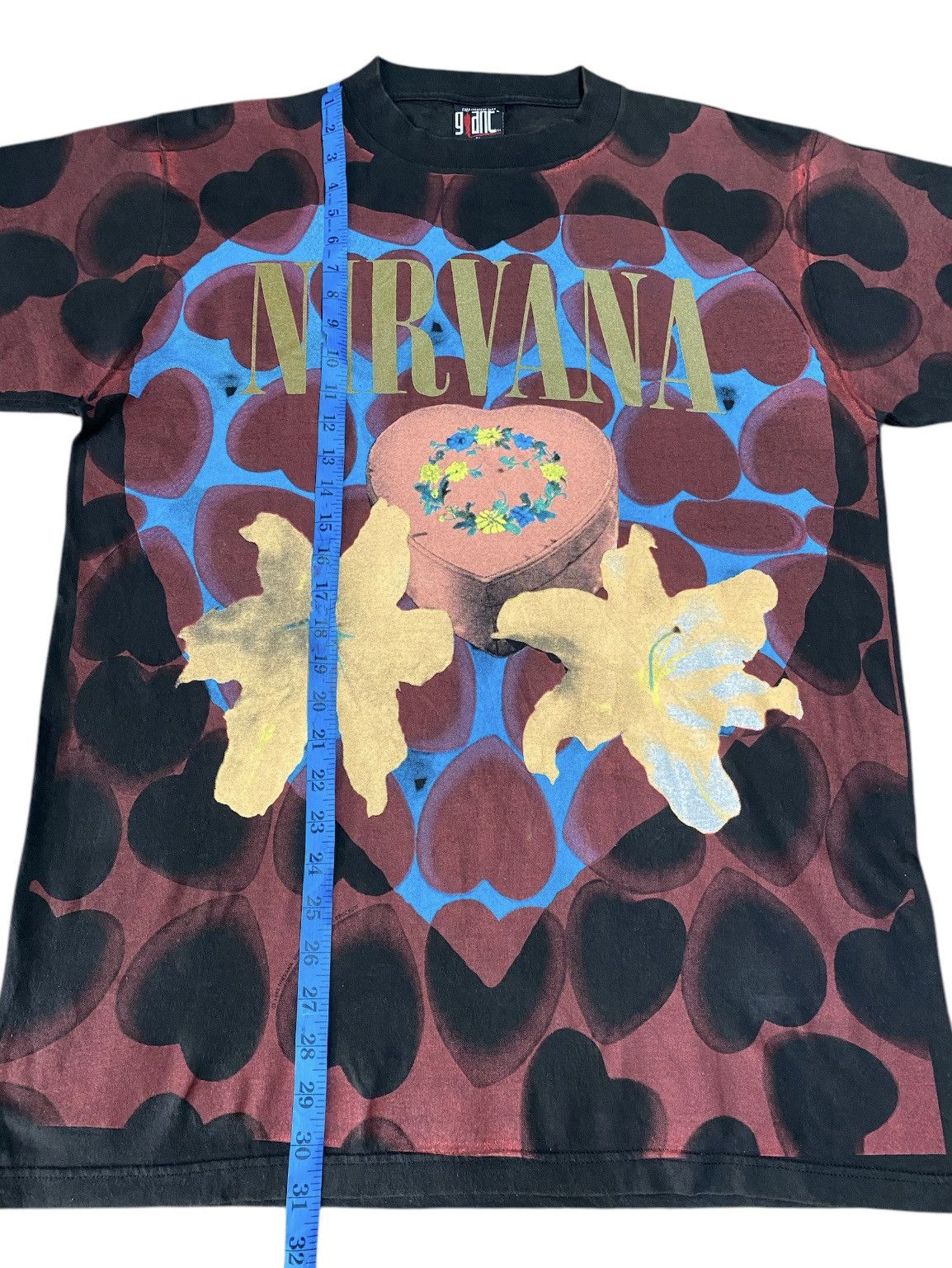 Nirvana × Vintage Vintage 93 Nirvana Heart Shape Box All Over Print Shirt Size US L / EU 52-54 / 3 - 16 Thumbnail