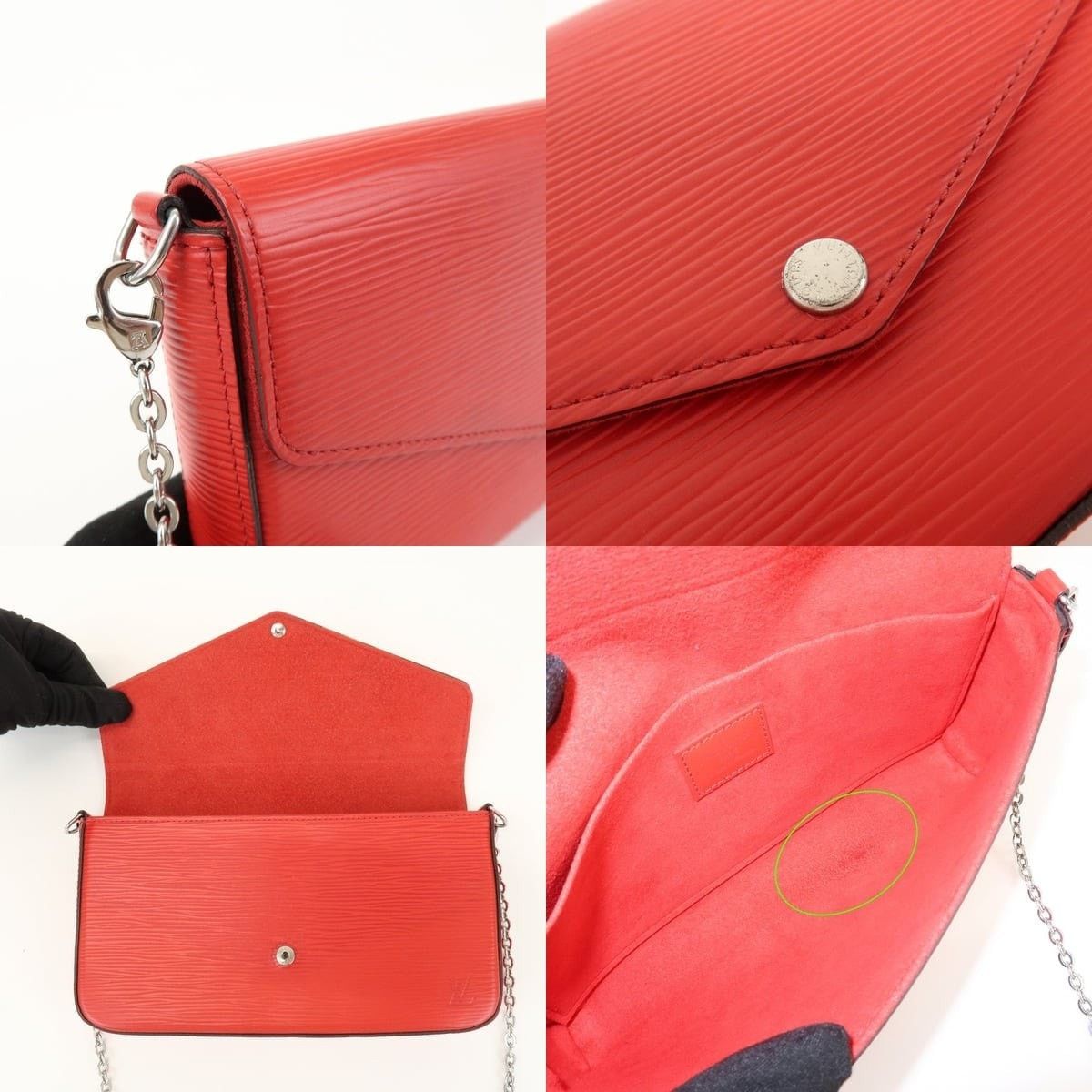 Louis Vuitton Louis Vuitton Epi Pochette Felicie Chain Wallet Red Size ONE SIZE - 5 Thumbnail