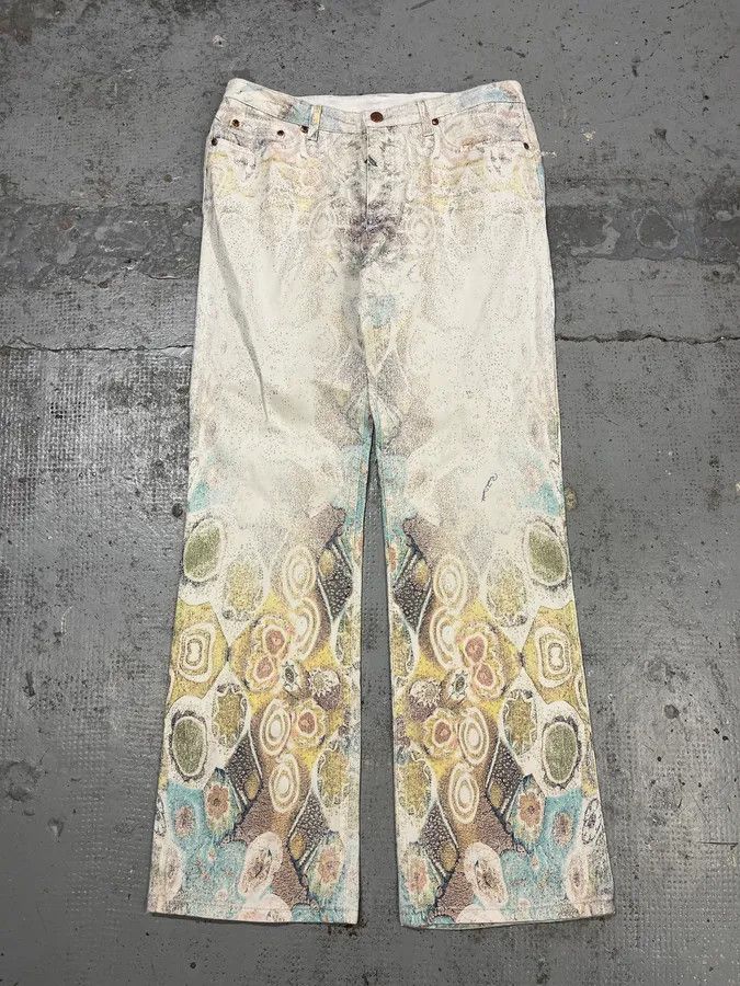 Roberto Cavalli 2000s Roberto Cavalli Gradient Ornaments White Pants Size US 32 / EU 48 - 6 Thumbnail
