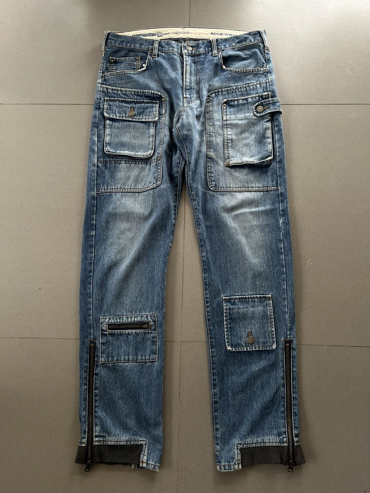PPFM JAPANESE PPFM BONDAGE MULTI POCKET ZIPPER DENIM PANTS Size US 32 / EU 48 - 1 Thumbnail