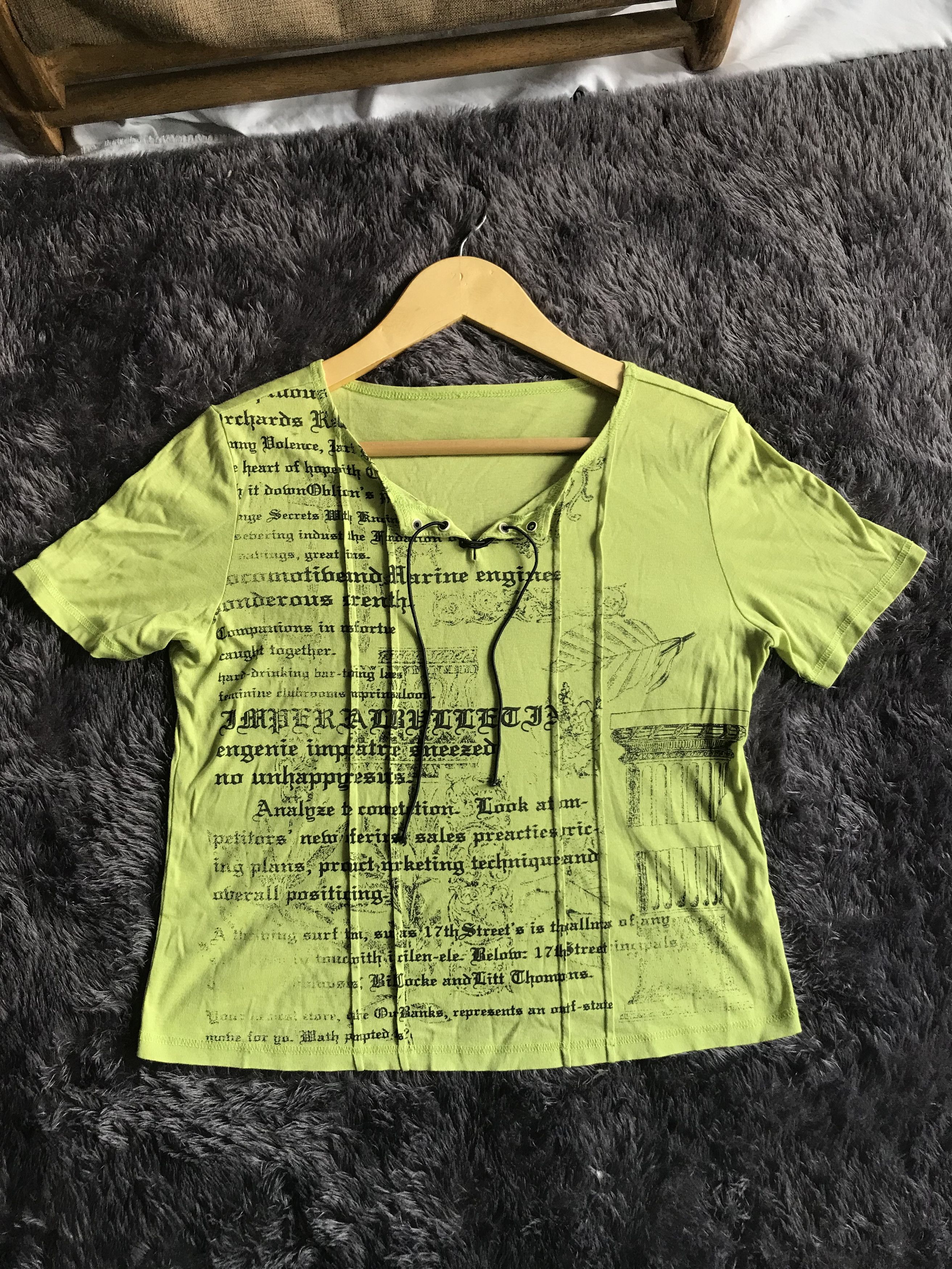 Beauty Beast × Hysteric Glamour × Japanese Brand Reman Tokyo Poem Lace Up Cropped T-Shirt Size M / US 6-8 / IT 42-44 - 1 Thumbnail