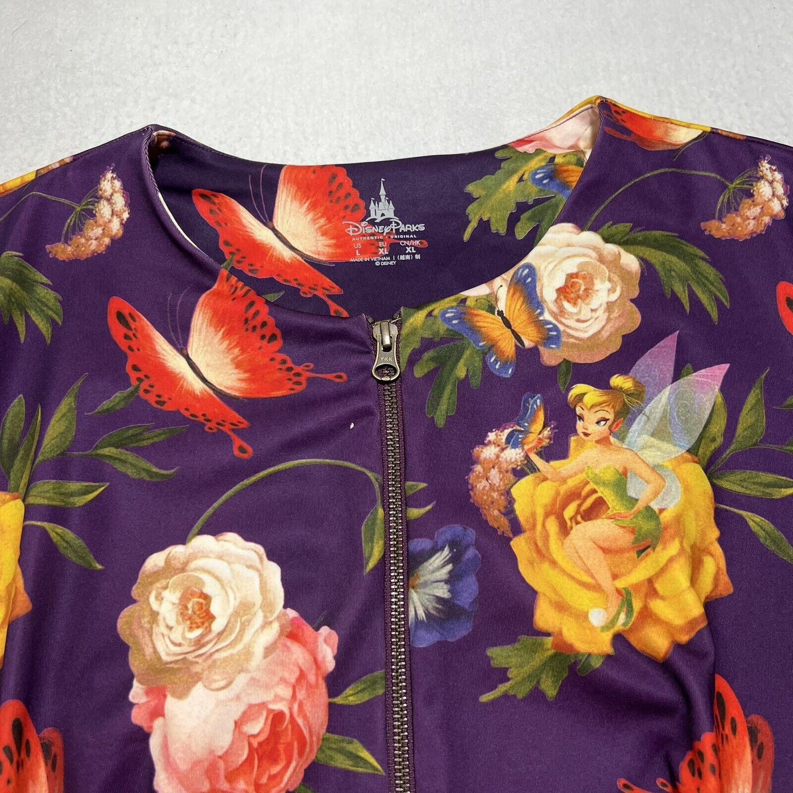 Disney Disney Parks Floral Peter Pan Tinkerbell Zip Peplum Jacket Size L / US 10 / IT 46 - 2 Thumbnail