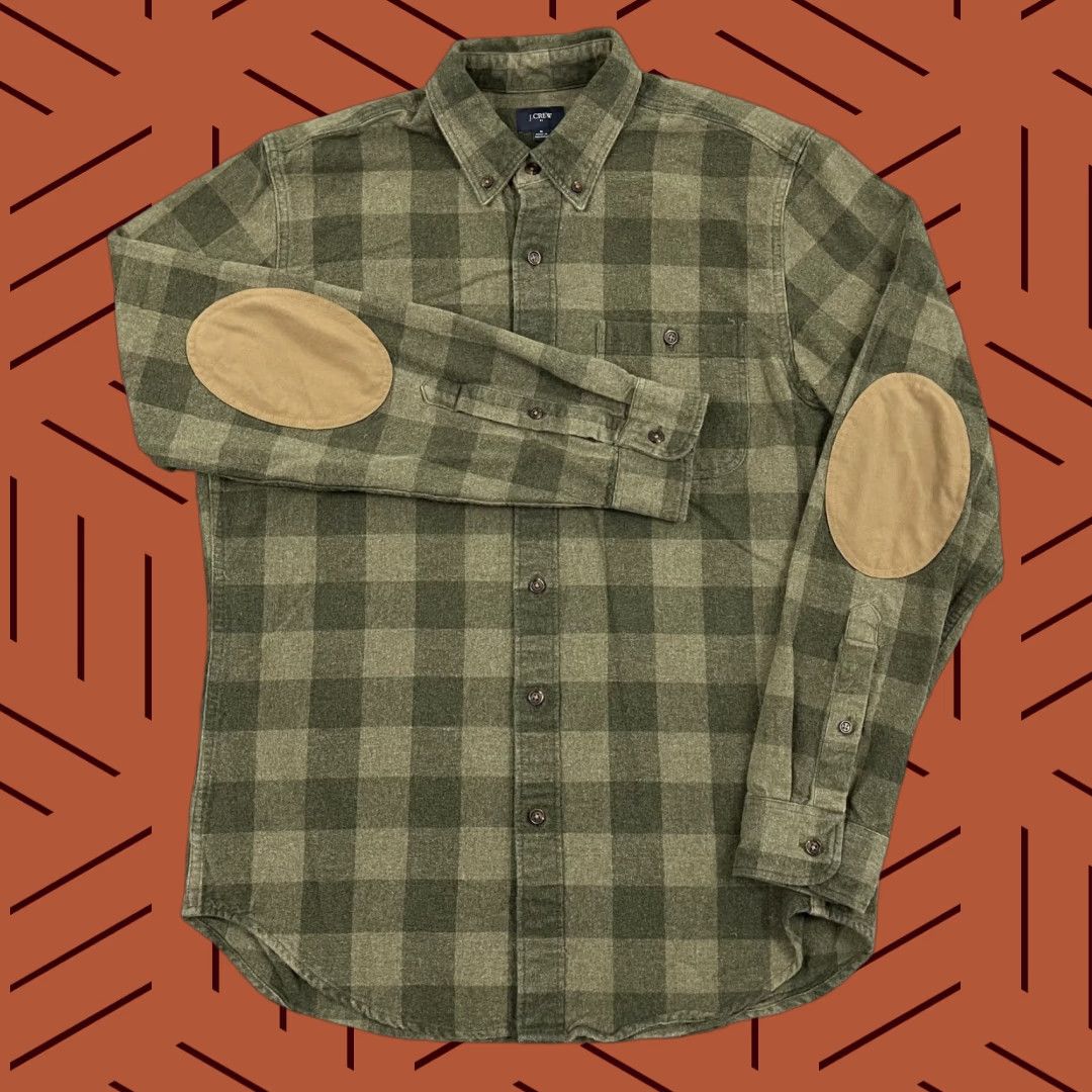 J.Crew J. Crew Shirt Men Medium Green Plaid Rugged Flannel Elbow Pad Button Down Hiking Size US M / EU 48-50 / 2 - 1 Thumbnail