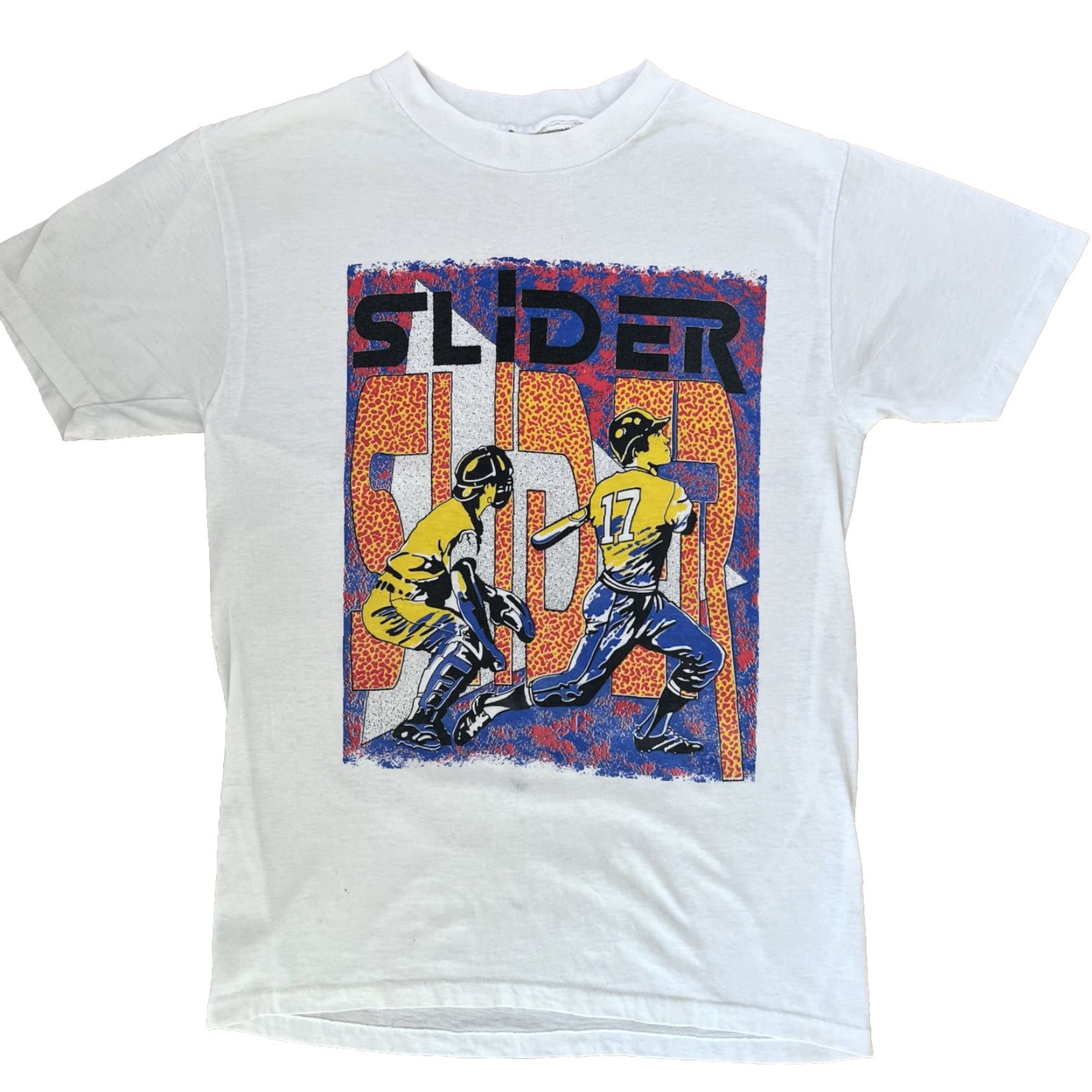 MLB VINTAGE Slider Pitch Shirt Mens M White 80s MLB Baseball Graphic Tee Size US M / EU 48-50 / 2 - 2 Thumbnail
