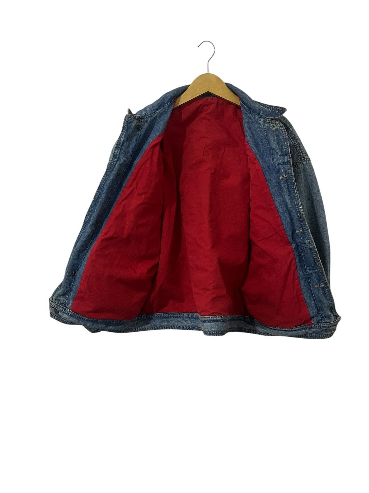 5351 POUR LES HOMMES Two-Tone Indigo Denim Jacket Gray Sleeve Panels & Red Lining Size US L / EU 52-54 / 3 - 6 Thumbnail