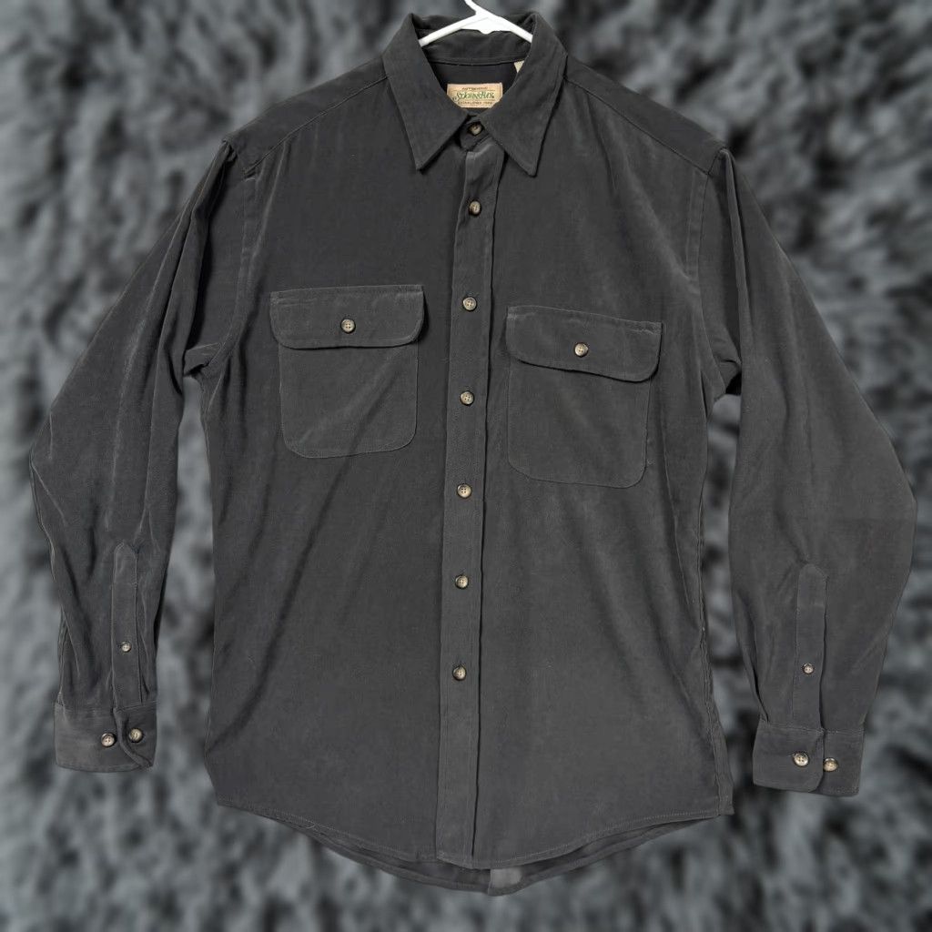 Vintage VINTAGE St. John's Bay Shirt Mens S Black Twill Button-Up Long Sleeve Casual Workwear Outdoor Cotton Spandex 1950s-2000s Size US S / EU 44-46 / 1 - 1 Thumbnail