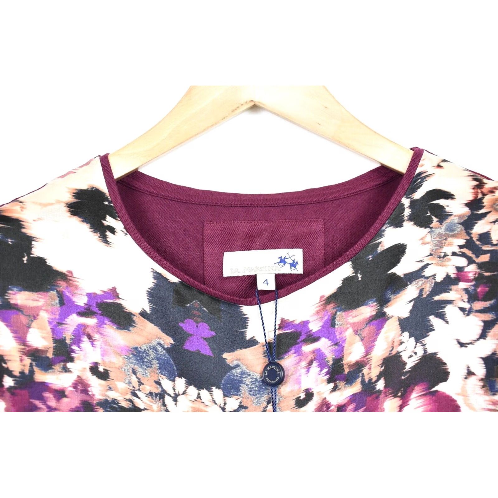 La Martina LA MARTINA Printed Silk Satin Blouse Women's MEDIUM Short Sleeve Size M / US 6-8 / IT 42-44 - 4 Thumbnail