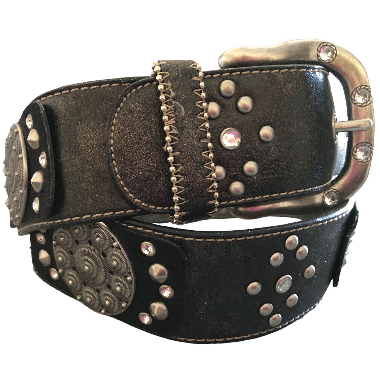 Other NWT KATHY Van Zeeland Belt Circle Disc Silver Metallic Sz M Size ONE SIZE - 2 Thumbnail