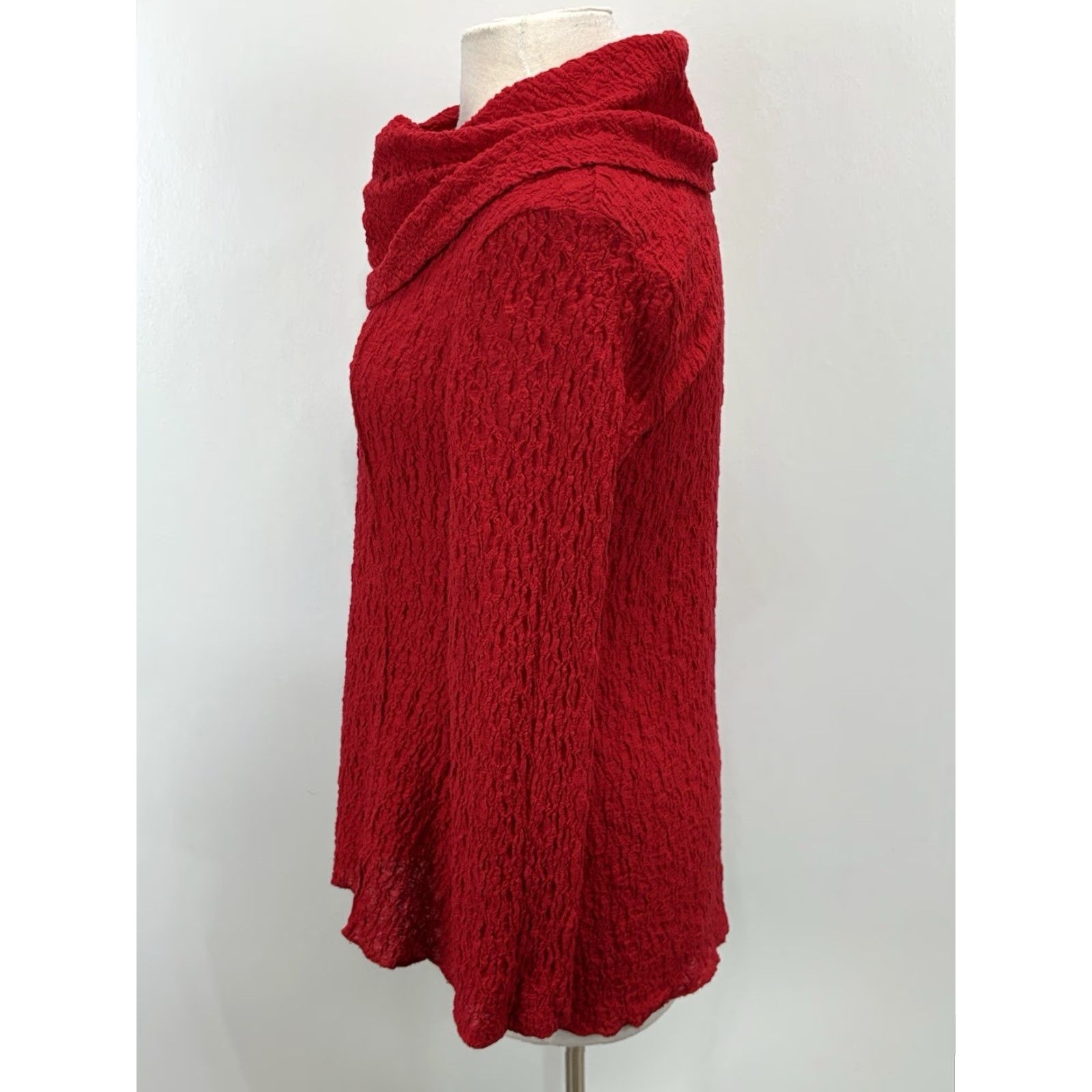 Vintage VINTAGE Ali Miles Tunic Shirt Women Small Red Cowl Neck Crinkle Lagenlook Artsy - Cotton Blend Pullover Long Sleeve Size Small Mens? Wait. Size S / US 4 / IT 40 - 2 Thumbnail