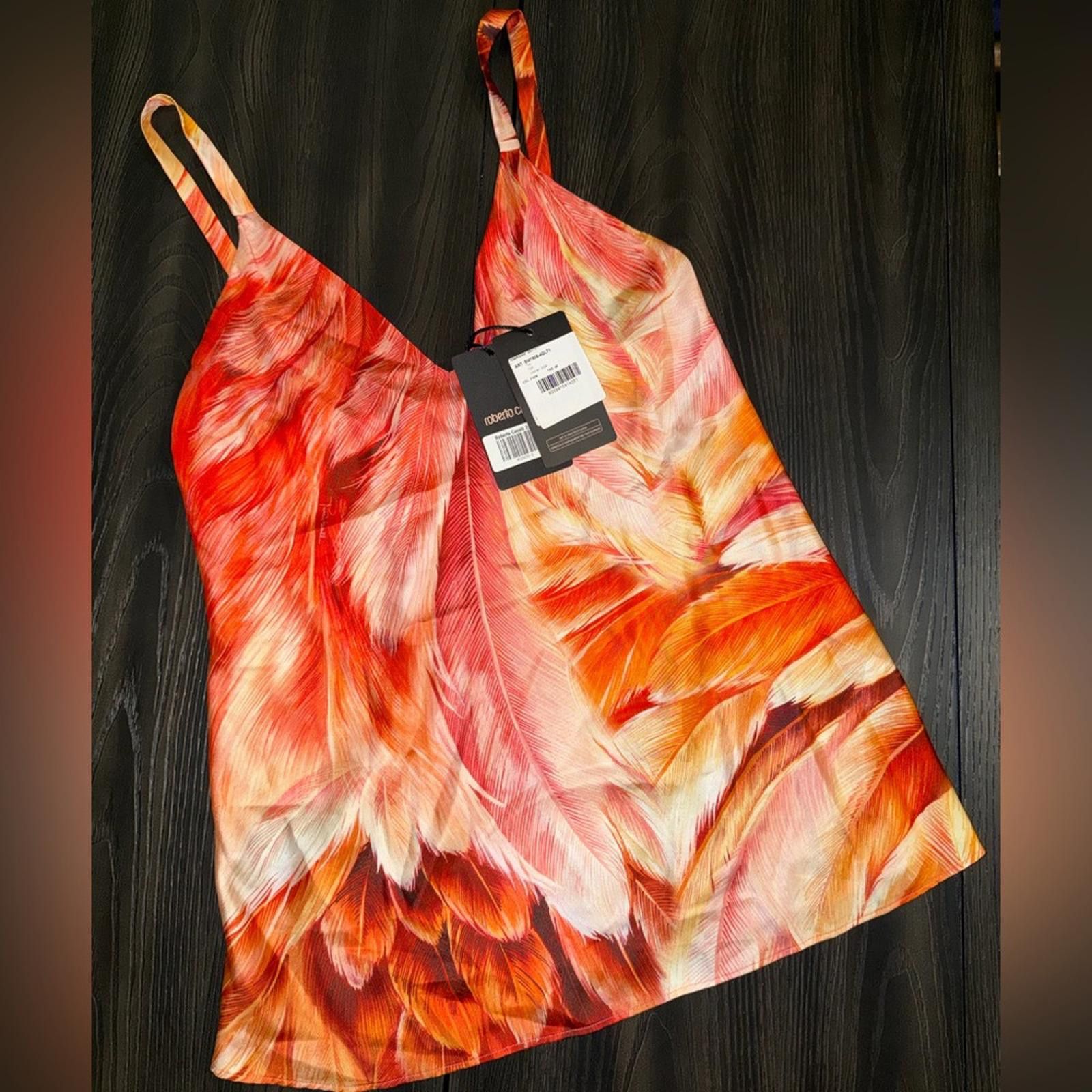 Roberto Cavalli Roberto Cavalli Plumange Print Camisole (40 or L) Size L / US 10 / IT 46 - 1 Thumbnail