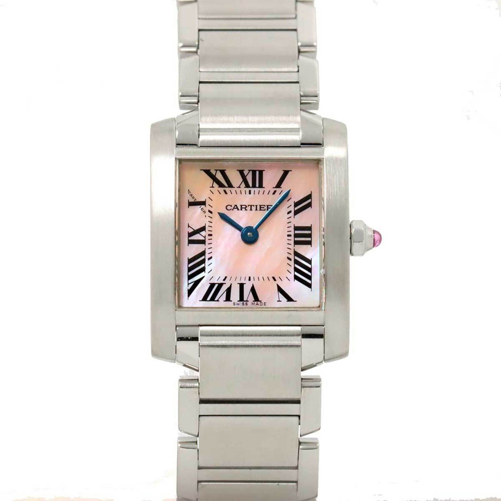 Cartier Tank Francaise Sm W51028Q3 Ladies Watch Pink Shell Quartz, Women's