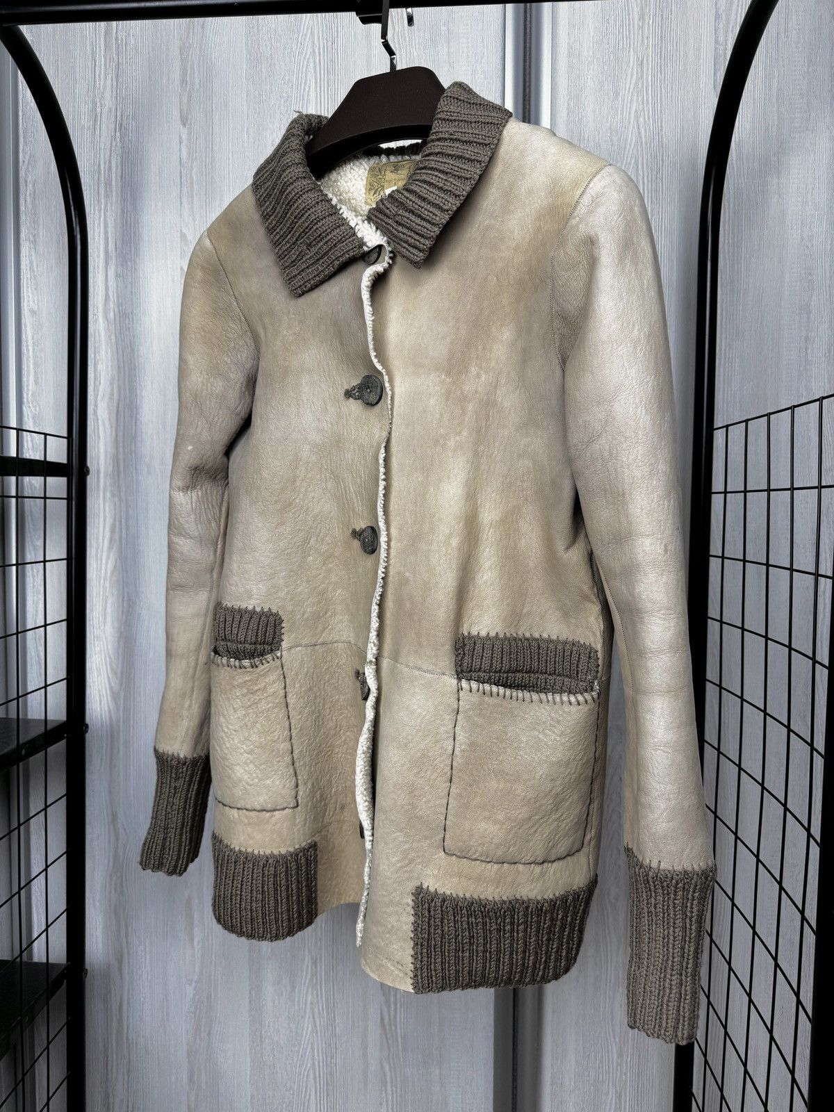 Other Nigel Preston & Knight beige distressed shearling jacket Size L / US 10 / IT 46 - 7 Thumbnail