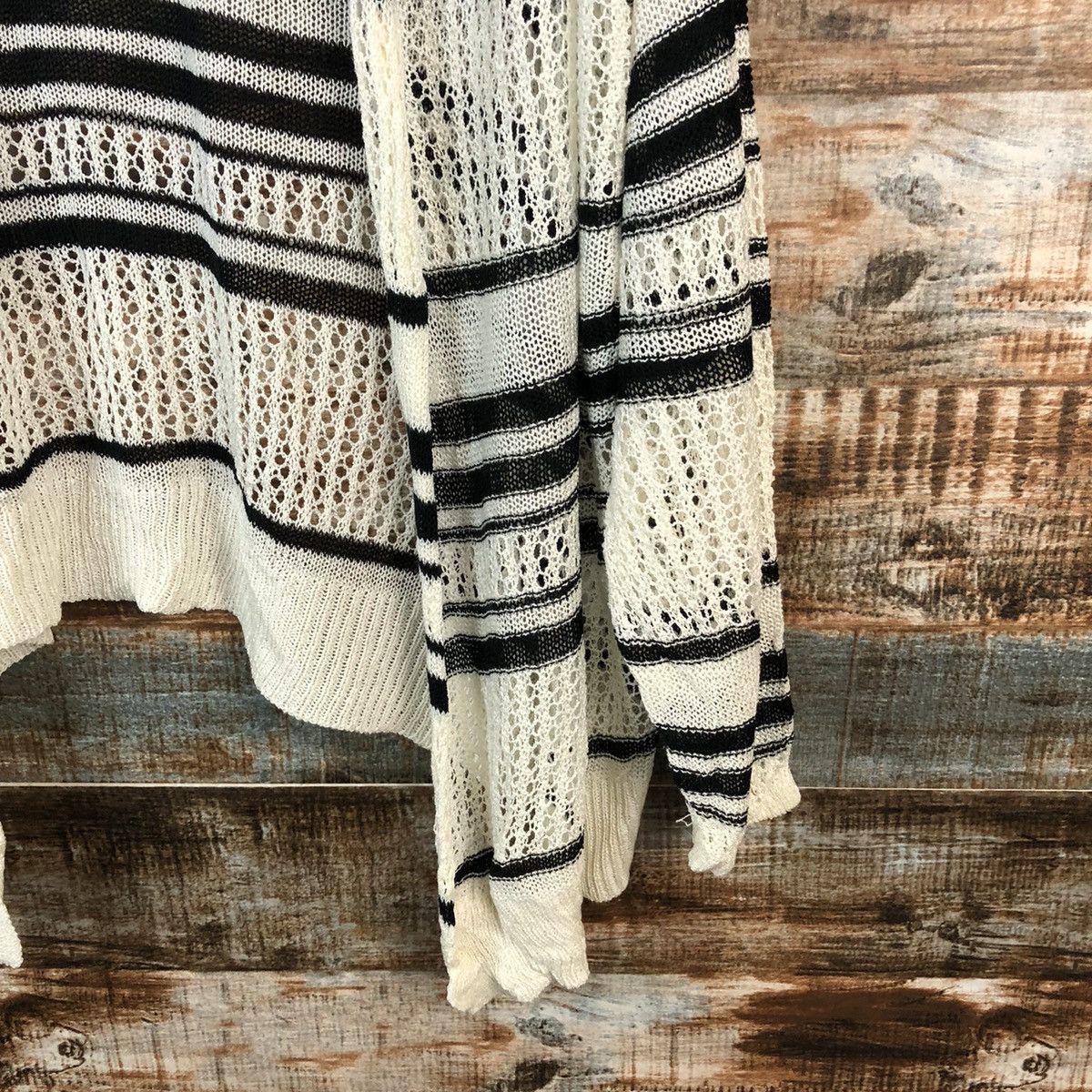 Japanese Brand × OVER THE STRiPES Ledual Stripe Cardigan crochet meshnet Knitwear #A1347 Size US XL / EU 56 / 4 - 8 Thumbnail