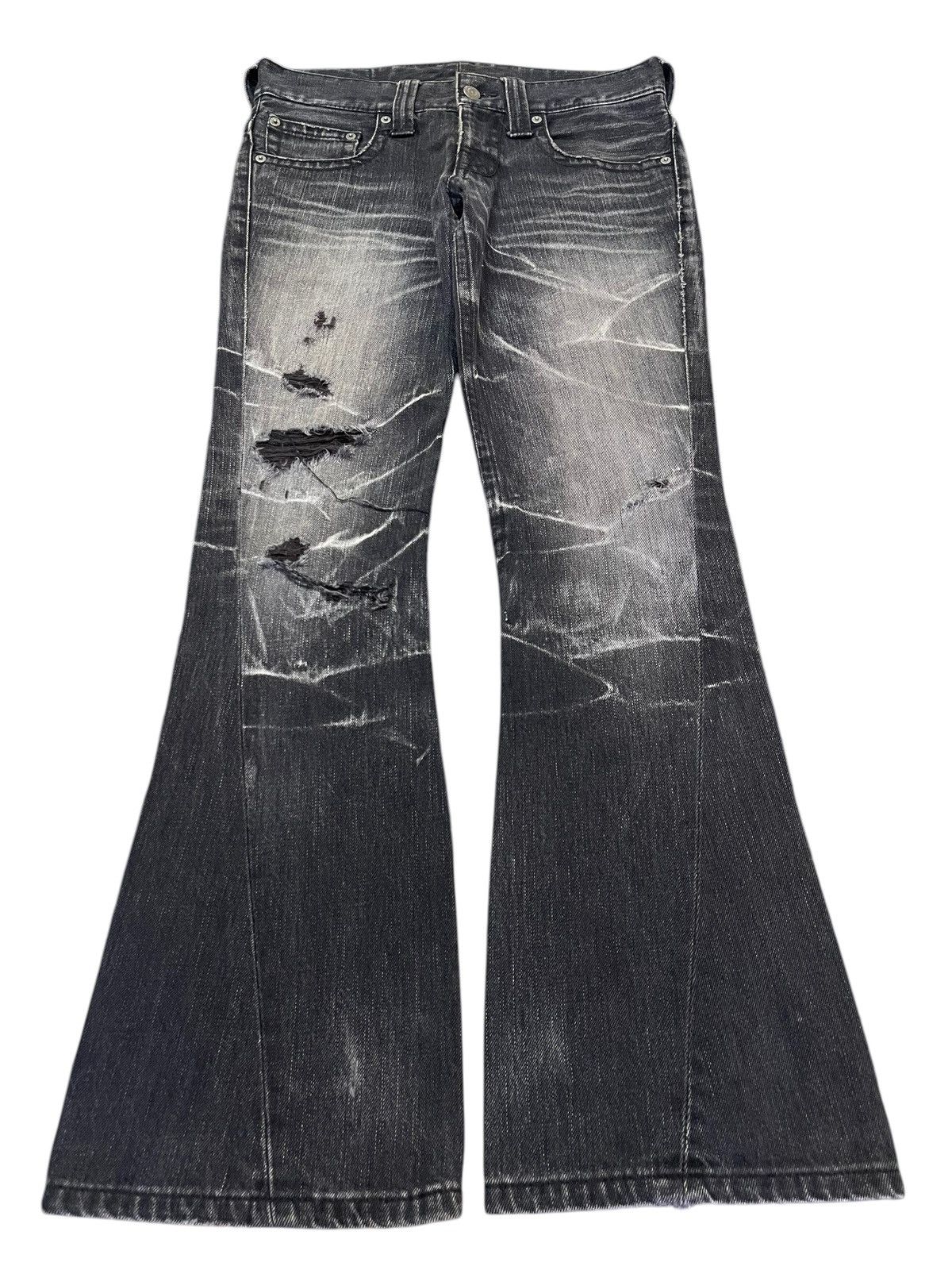 Tornado Mart Vintage Japan Tornado Mart Faded Wash Distressed Flare Jeans Size US 30 / EU 46 - 1 Thumbnail