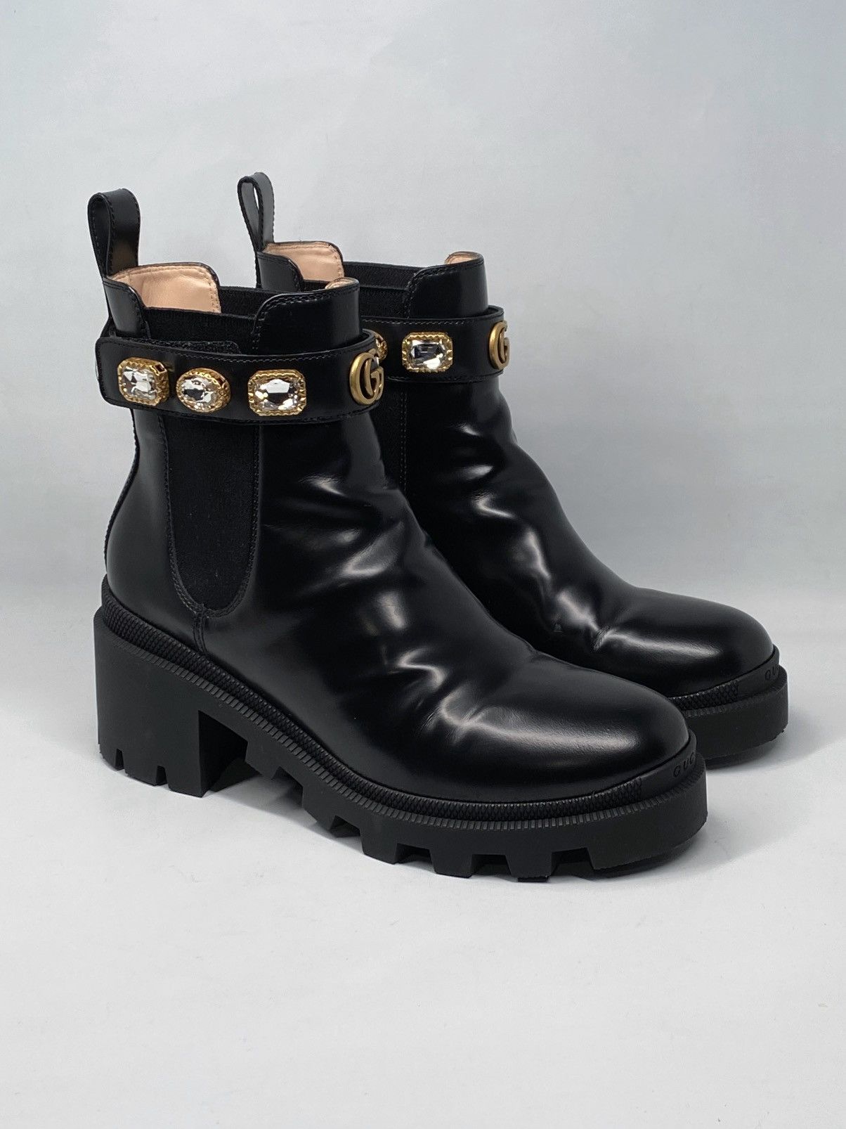 Gucci Gucci Trip Embellished Block Heel Chelsea Boots size 37.5 Size US 7.5 / IT 37.5 - 5 Thumbnail