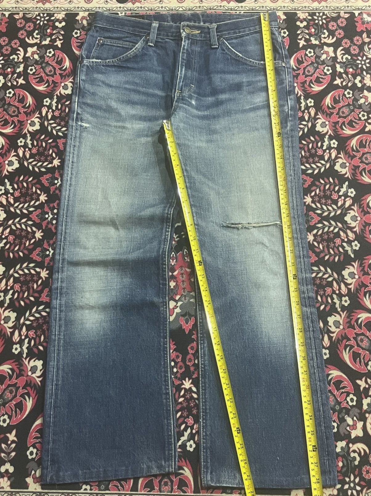 Lee Vintage Lee Riders Sanforized Faded Blue Ripped Flare Jeans Size US 31 - 13 Thumbnail