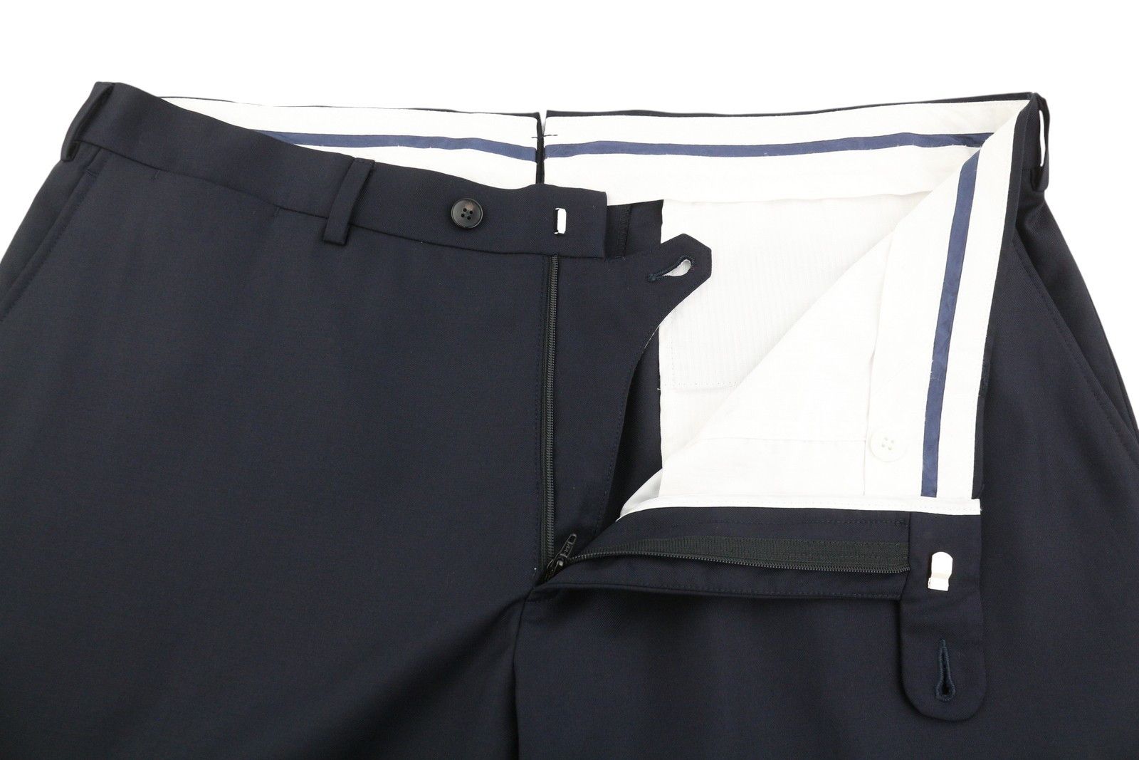 Suitsupply UK46S Dark Blue Wool Flat Front Trousers 86724 Size 46S - 4 Thumbnail