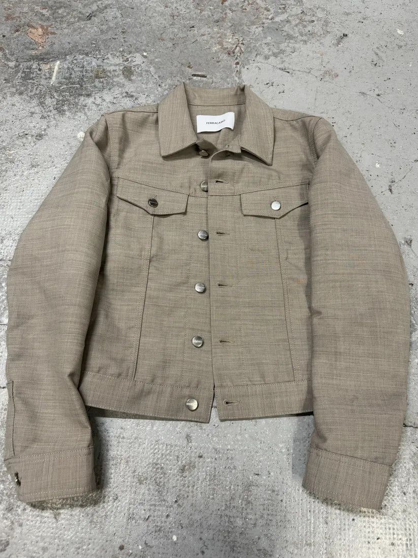 Salvatore Ferragamo × Vintage Ferragamo Grey Minimalist Trucker Jacket Size US S / EU 44-46 / 1 - 1 Thumbnail