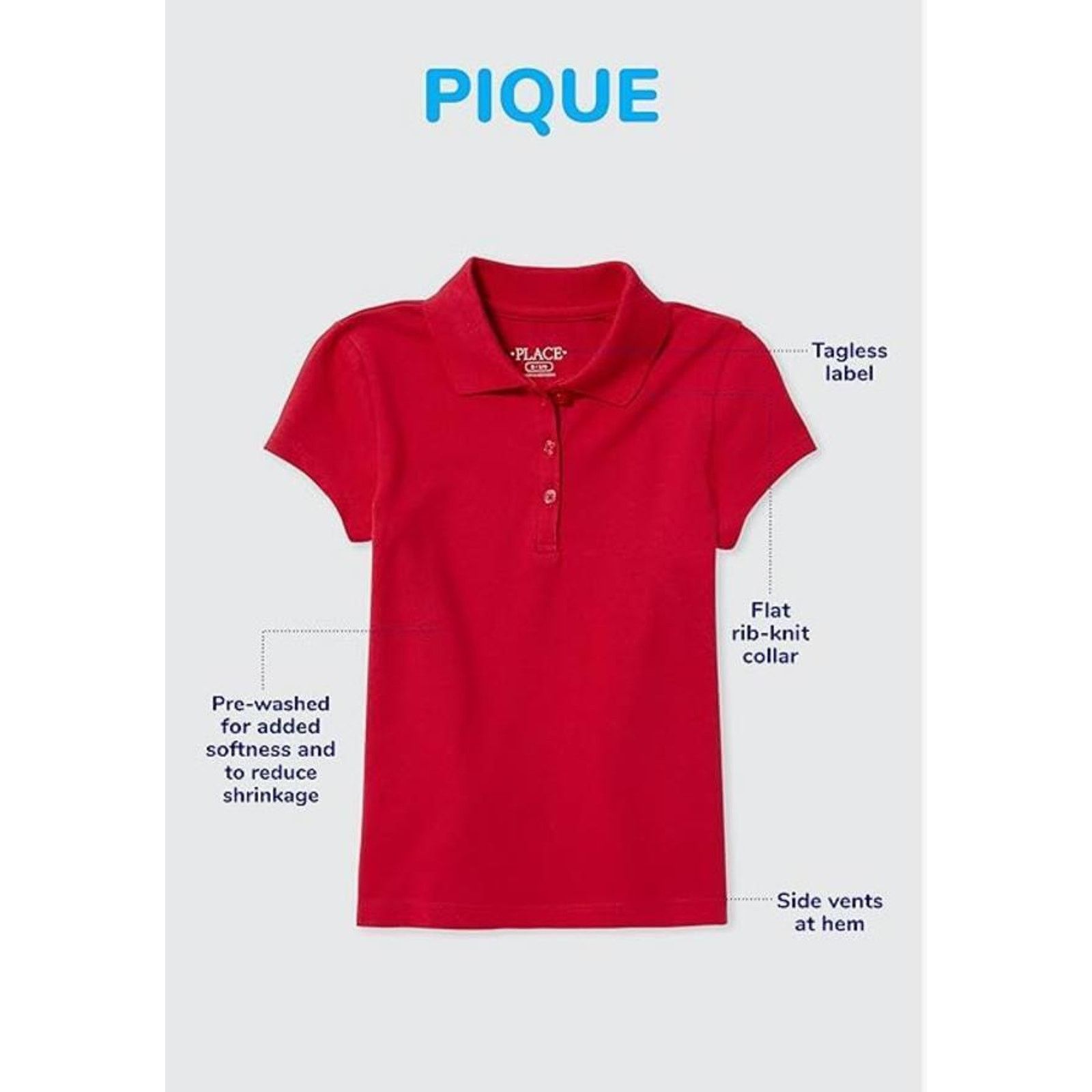 The Unbranded Brand Children’s Place Multipack Short Sleeve Pique Polo5 pack 2XL Size XXL / US 16-18 / IT 52-54 - 3 Thumbnail