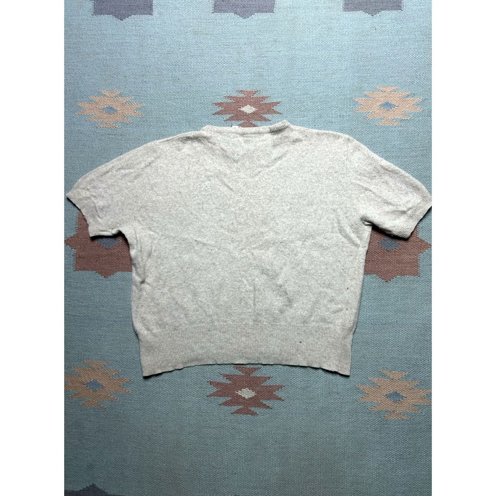 Vintage VINTAGE 1950s Short Sleeve Fur Sweater Lambs Wool Blend Women's L Beige Pullover Women's Size L / US 10 / IT 46 - 6 Thumbnail