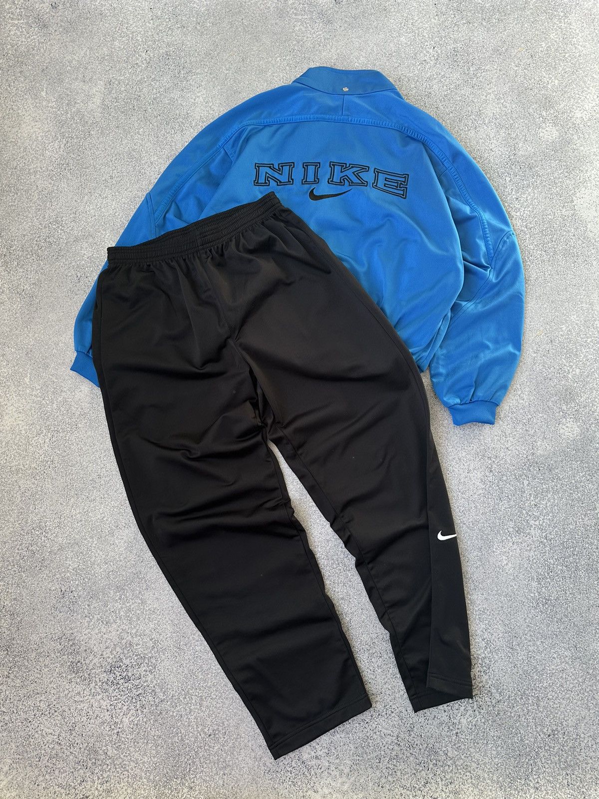 image of Nike Big Logo Y2K Streetwear Tracksuit in Black/Blue, Men's (Size Small)
