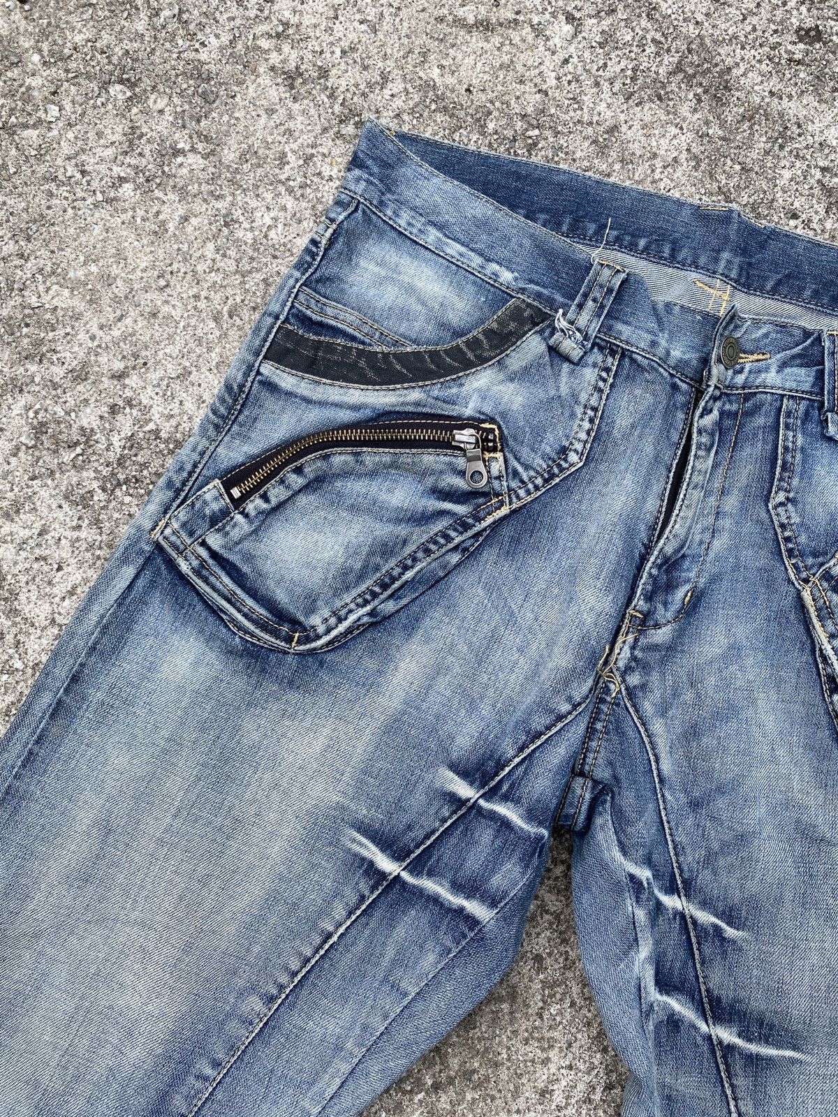 Japanese Brand × PPFM Vintage PPFM Japan Distressed Faded Curve Leg Denim Size US 33 - 6 Thumbnail