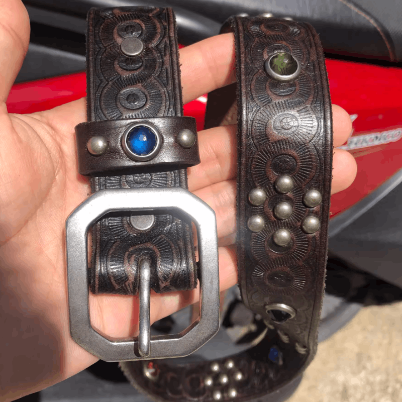 Leather × Vintage American Retro Motorcycle Belt Size ONE SIZE - 2 Thumbnail