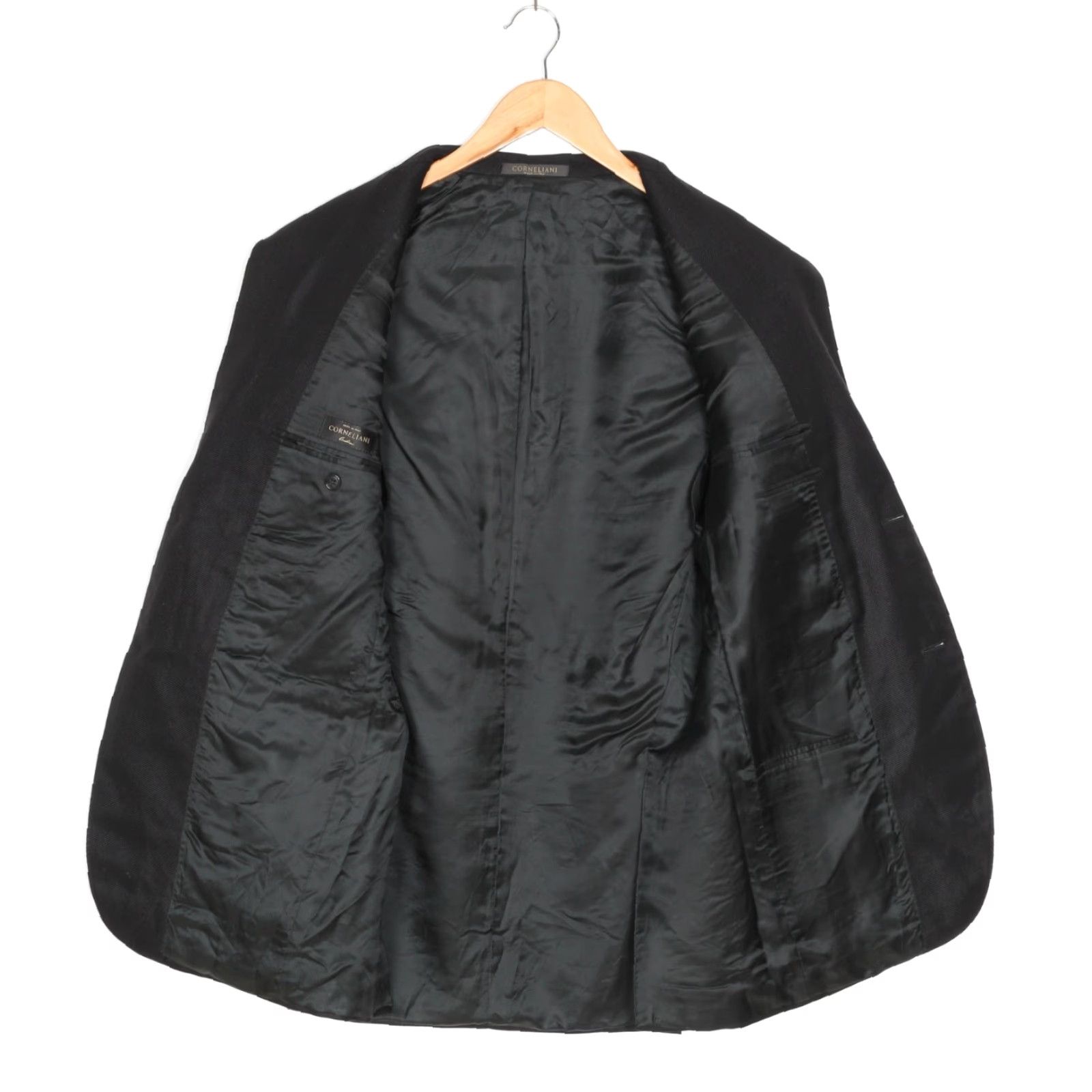 Corneliani CORNELIANI Leader Blazer Jacket Men L Virgin Wool Silk Made in ITALY Blazer Black Mens Regular Jacket Size 42R - 4 Thumbnail