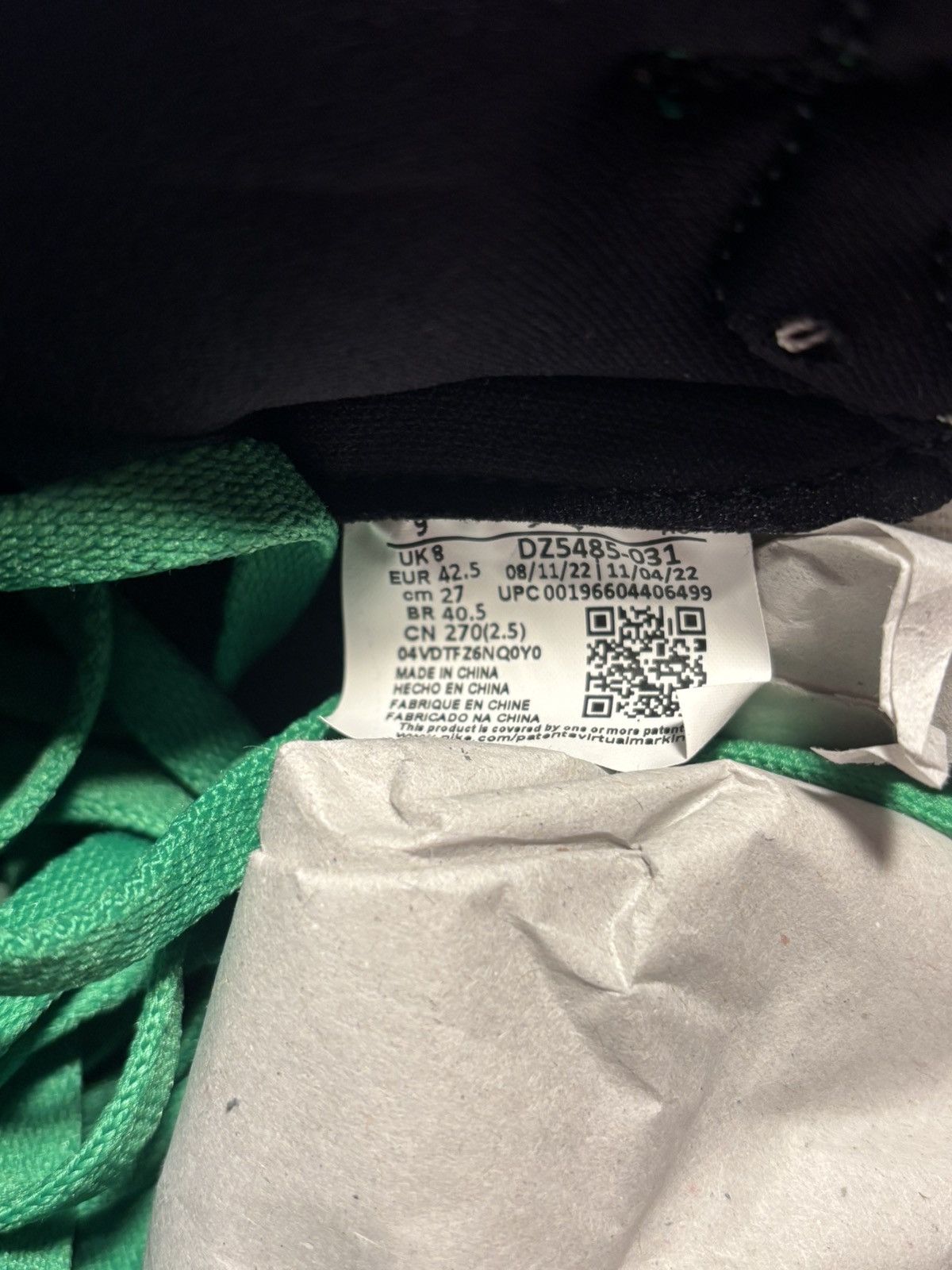 Jordan Brand Nike Air Jordan 1 Retro OG High Lucky Green Sz 9 DZ5485 031 Size US 9 / EU 42 - 7 Thumbnail