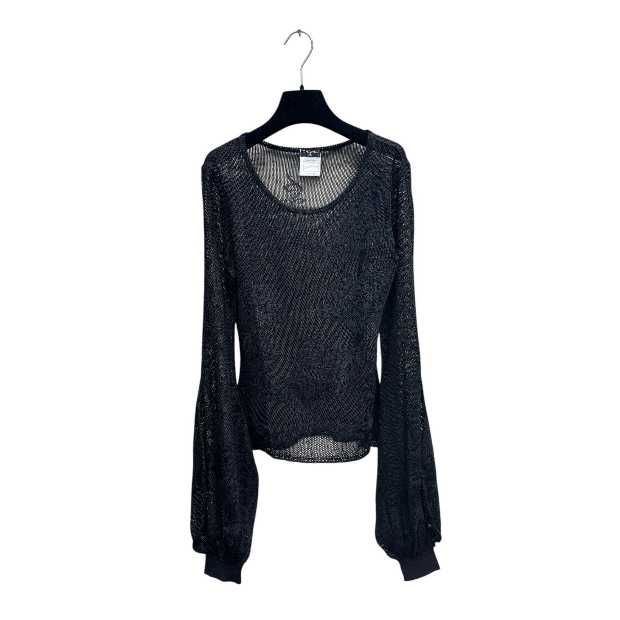 Chanel S/S 2005 Black Floral Lace Balloon-Sleeve Top Size M / US 6-8 / IT 42-44 - 1 Thumbnail