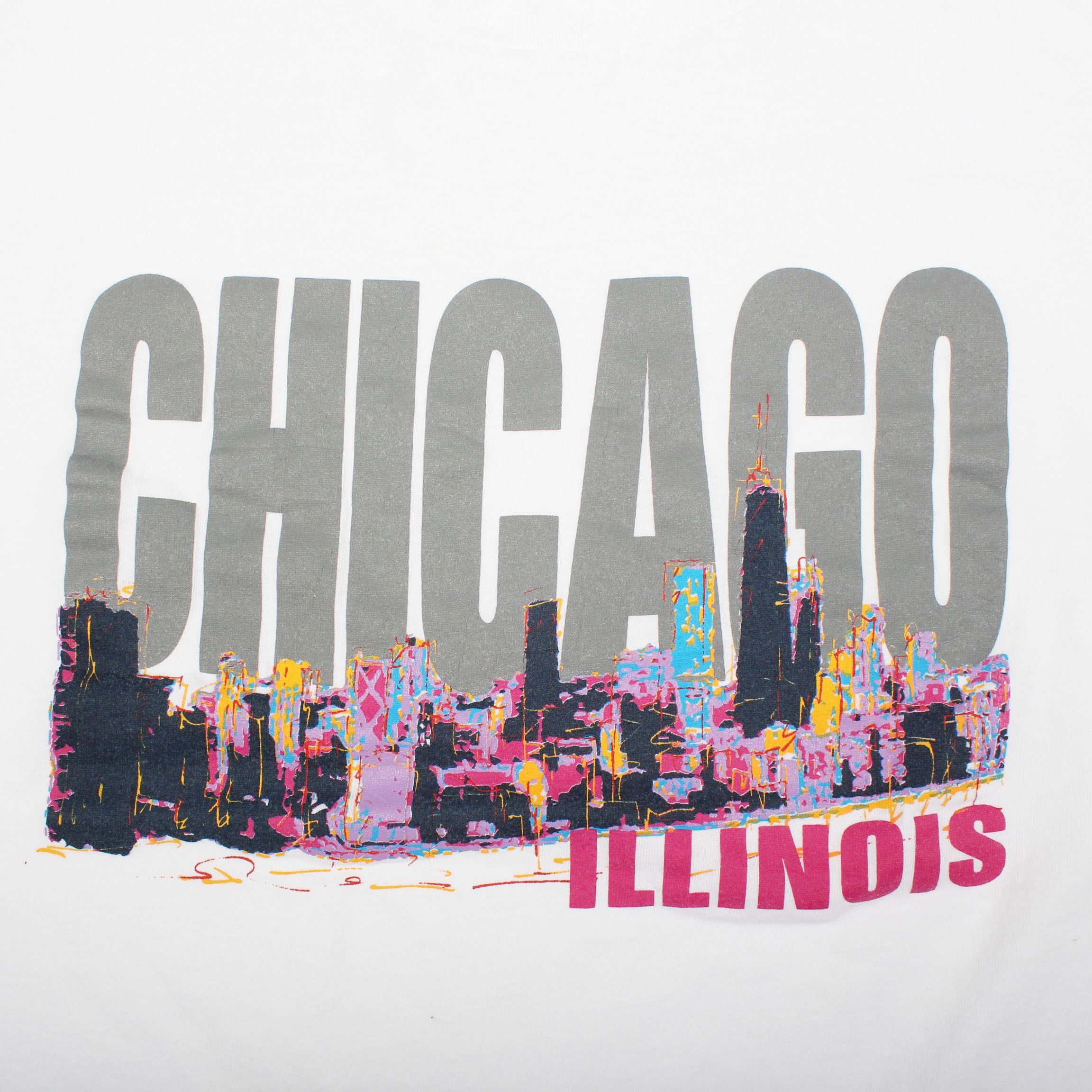 Vintage Chicago Illinois T Shirt 90s White Graphic Tee Size US L / EU 52-54 / 3 - 4 Thumbnail