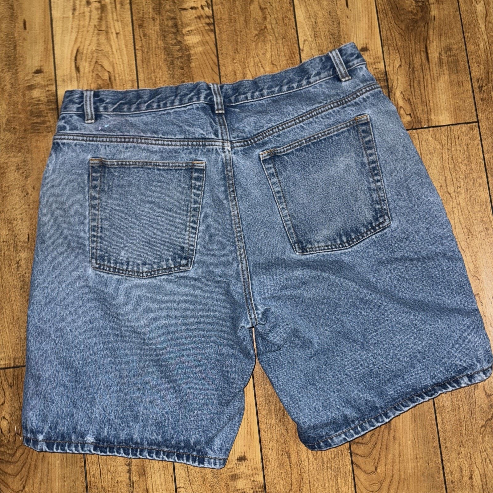 Route 66 × Vintage Vintage Route 66 Jean Shorts 38 Blue Distressed Workwear Size US 38 / EU 54 - 6 Thumbnail