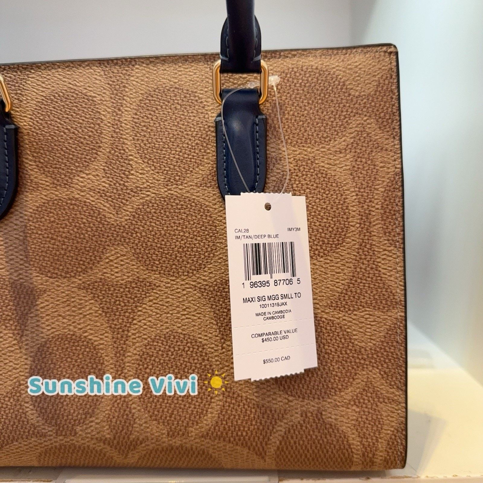 Coach NWT Coach Maggie Small Tote Bag CAL28 IMY3M Tan/Deep Blue Size ONE SIZE - 2 Thumbnail