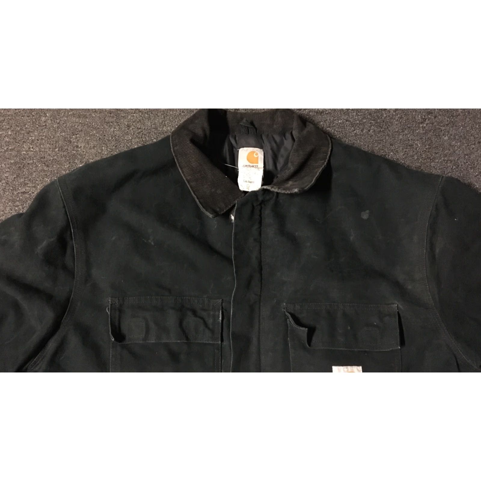 Carhartt VINTAGE Carhartt Chore Jacket 48 XXL Black Quilt Lined Distressed 90s 80s Grunge Biker Motorcycle Jacket Mens Carhartt Ridge Size US M / EU 48-50 / 2 - 4 Thumbnail