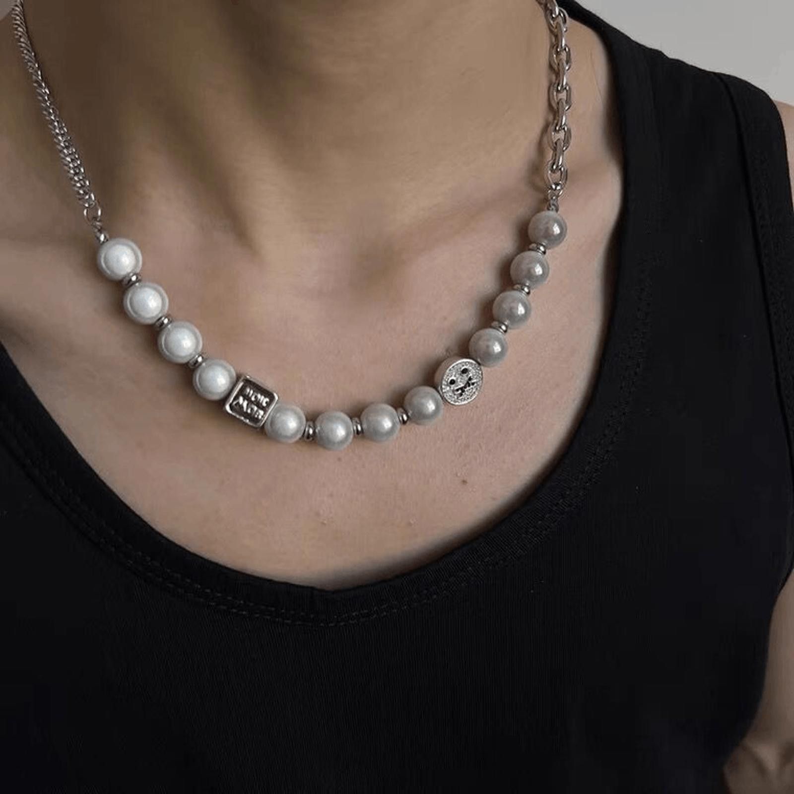 Jewelry Smiley Pearl Reflective Choker Necklace Size ONE SIZE - 3 Thumbnail