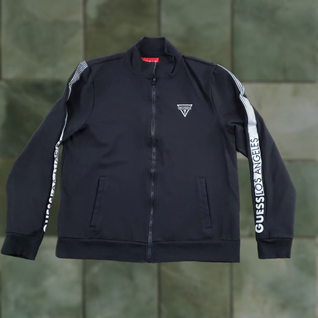 Guess VINTAGE GUESS Los Angeles Track Jacket Womens L Black Full Zip Reflective Logo, 90s Inspired, Activewear Womens Large Black Size L / US 10 / IT 46 - 1 Thumbnail