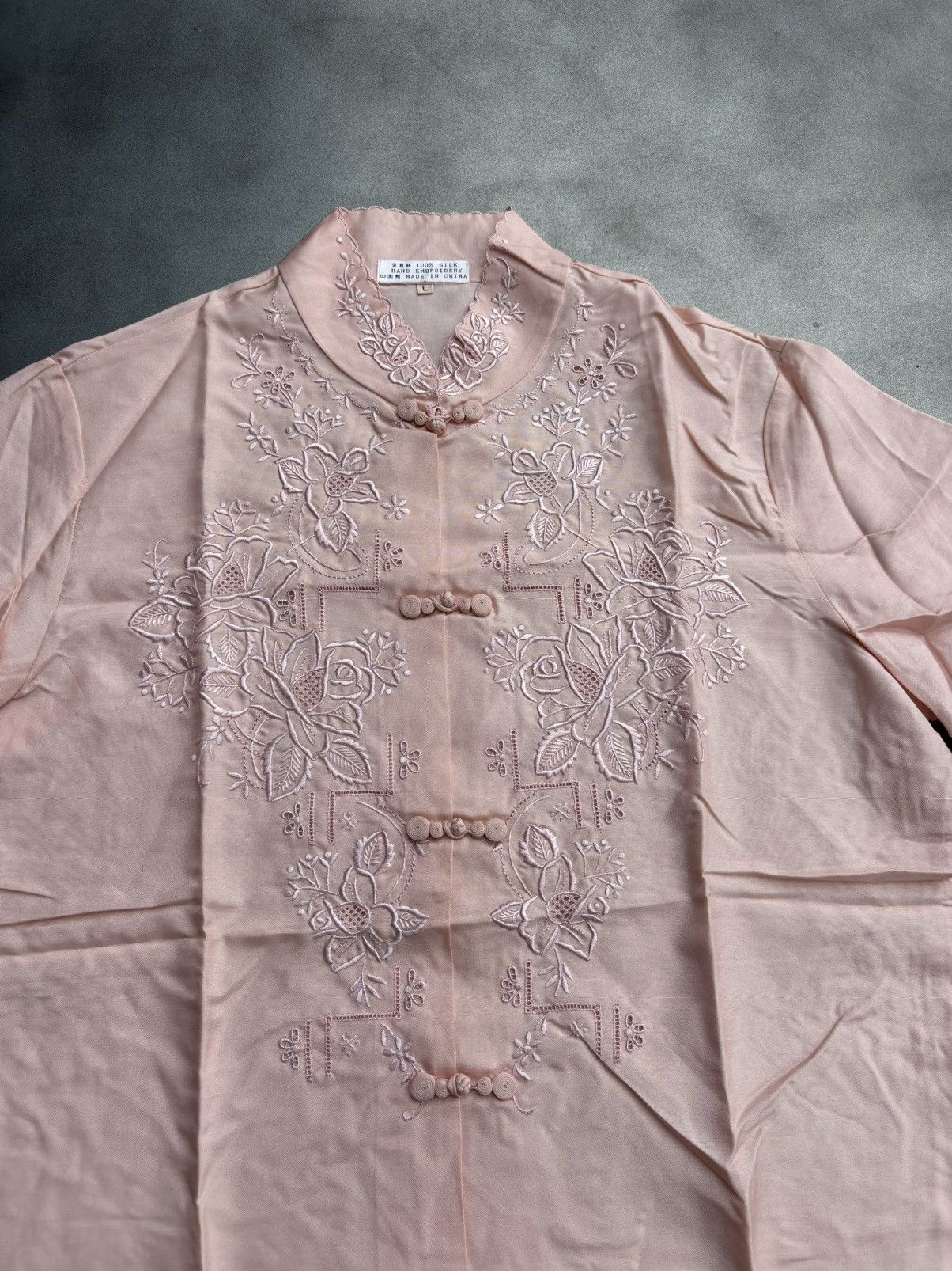 Vintage Vintage Hand Embroidered Silk Short Sleeve Chinese Mandarin Size M / US 6-8 / IT 42-44 - 5 Thumbnail