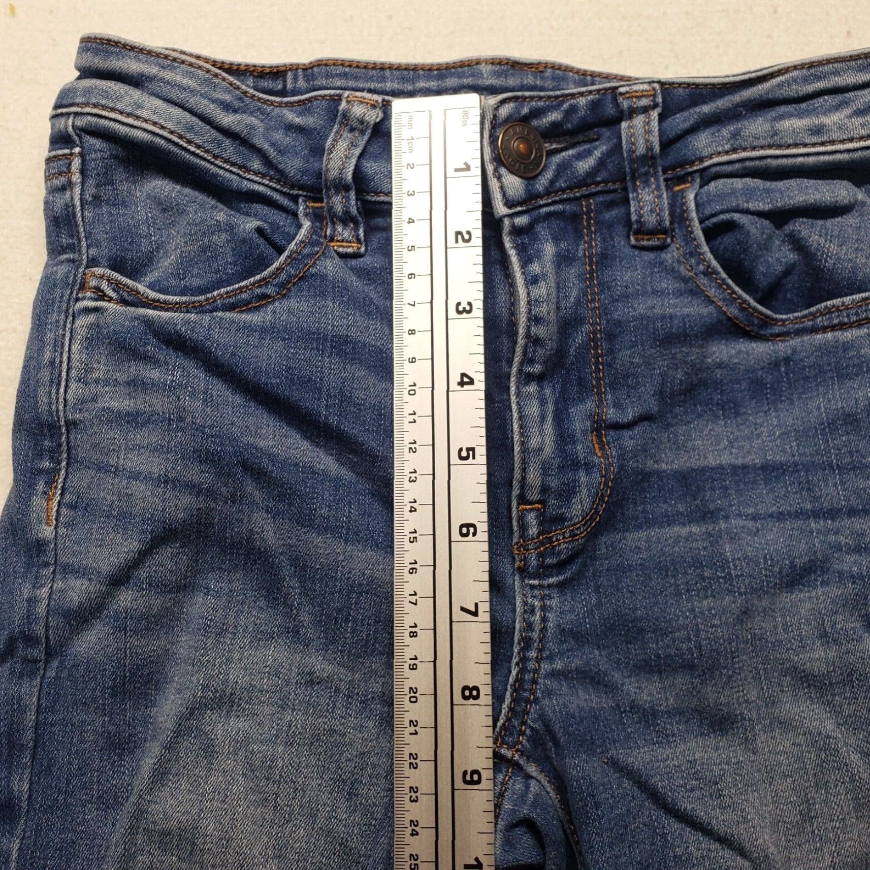 American Eagle Outfitters American Eagle Next Level Jegging Mid Rise Stretch Distressed 4 Adult Women's Size 27" / US 4 / IT 40 - 6 Thumbnail