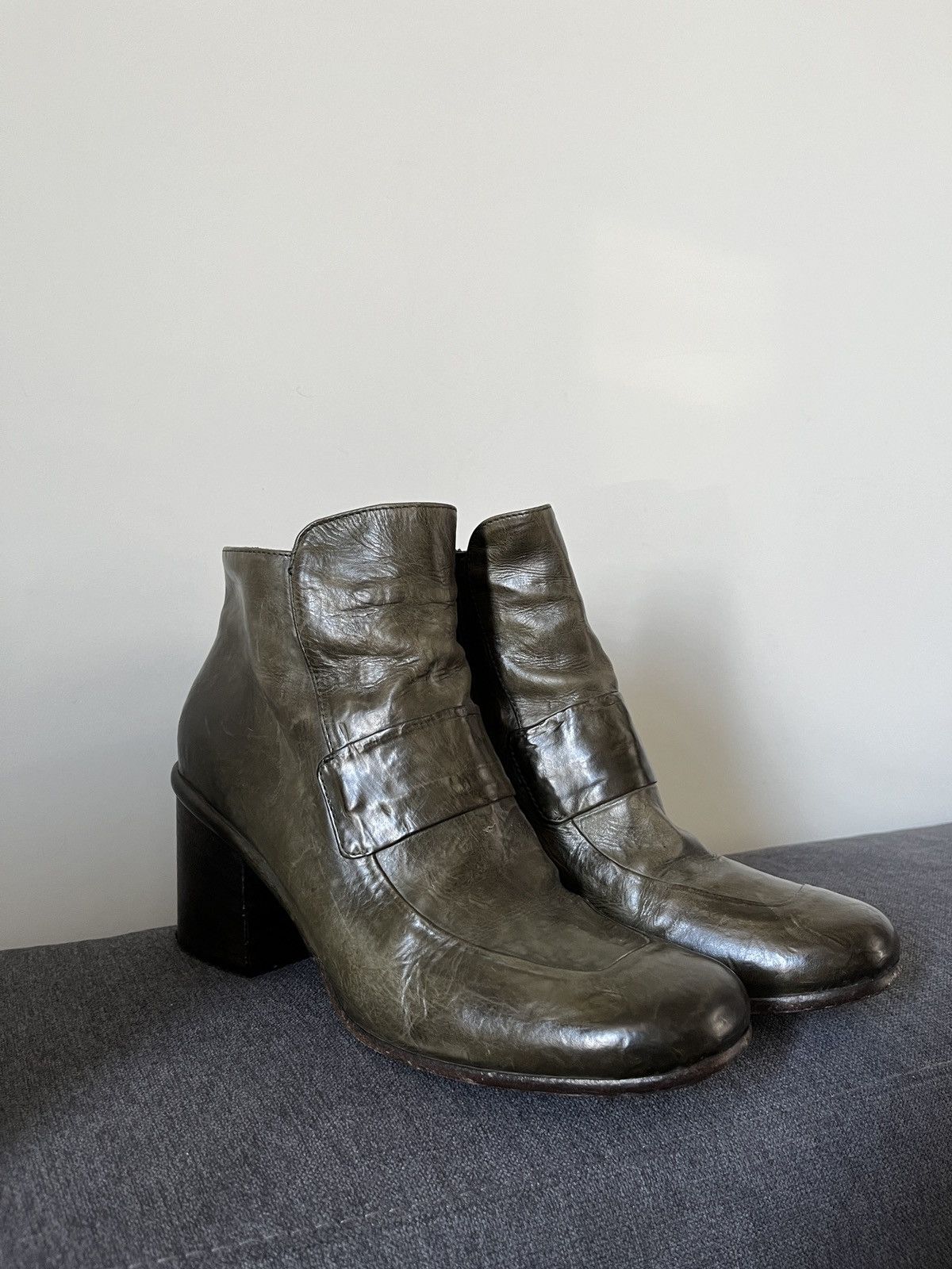 A.S.98 La Bottega di Lisa Ancle Avant Garde Green Leather Boots Size US 9 / IT 39 - 18 Thumbnail